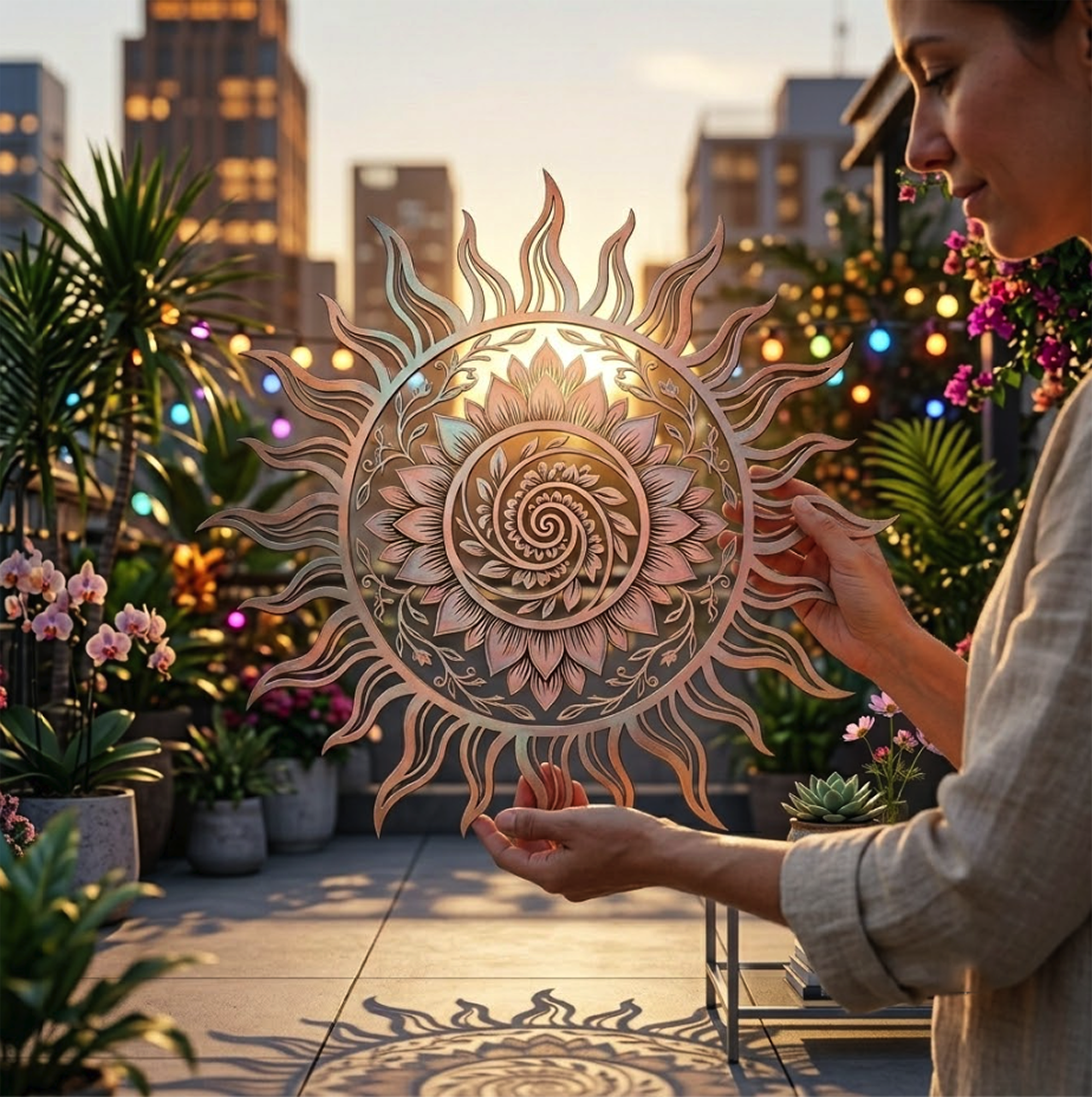 Pastel Celestial Sun Metal Wall Art - product view 3