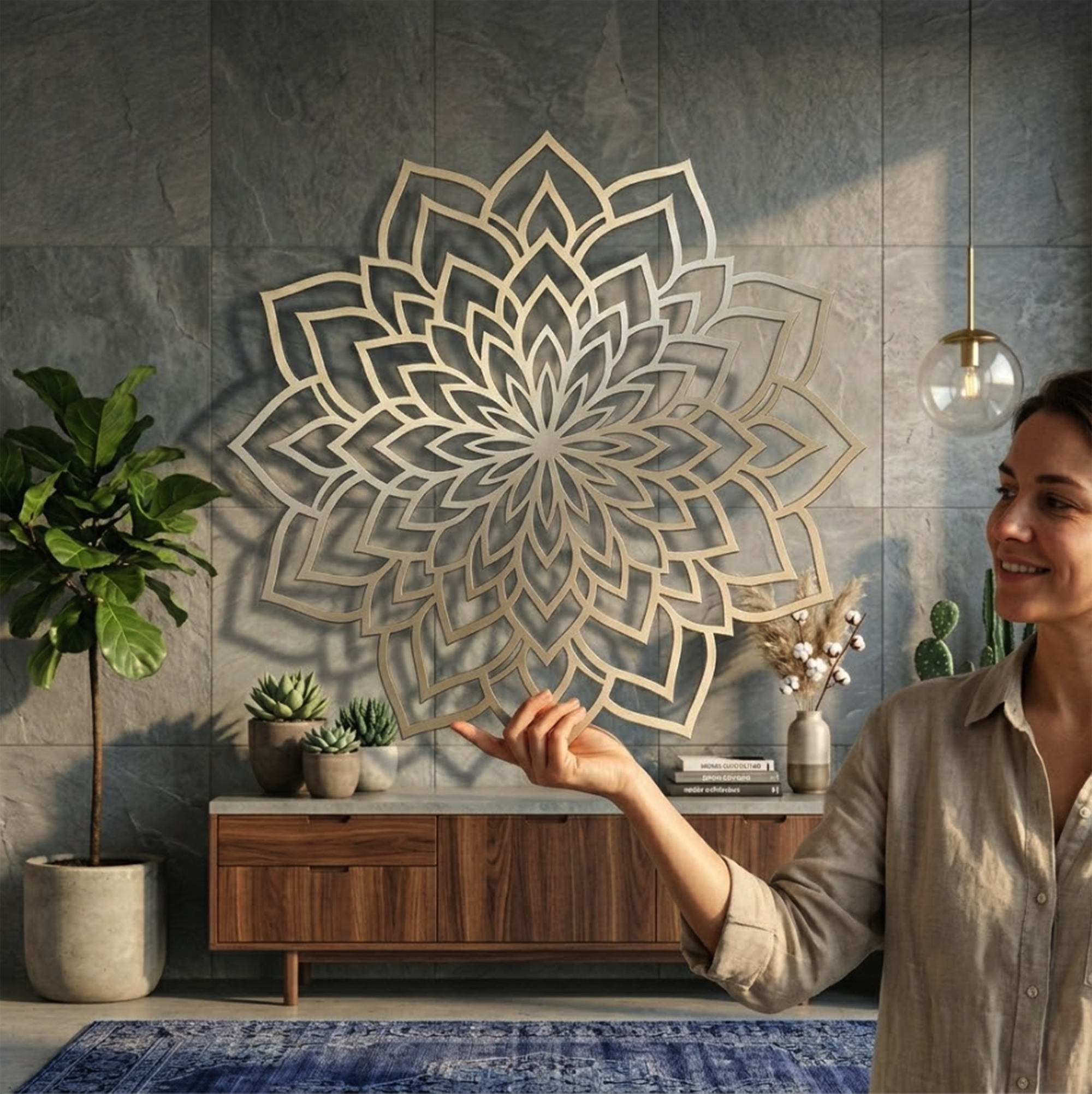 White Mandala Metal Wall Art - product view 3