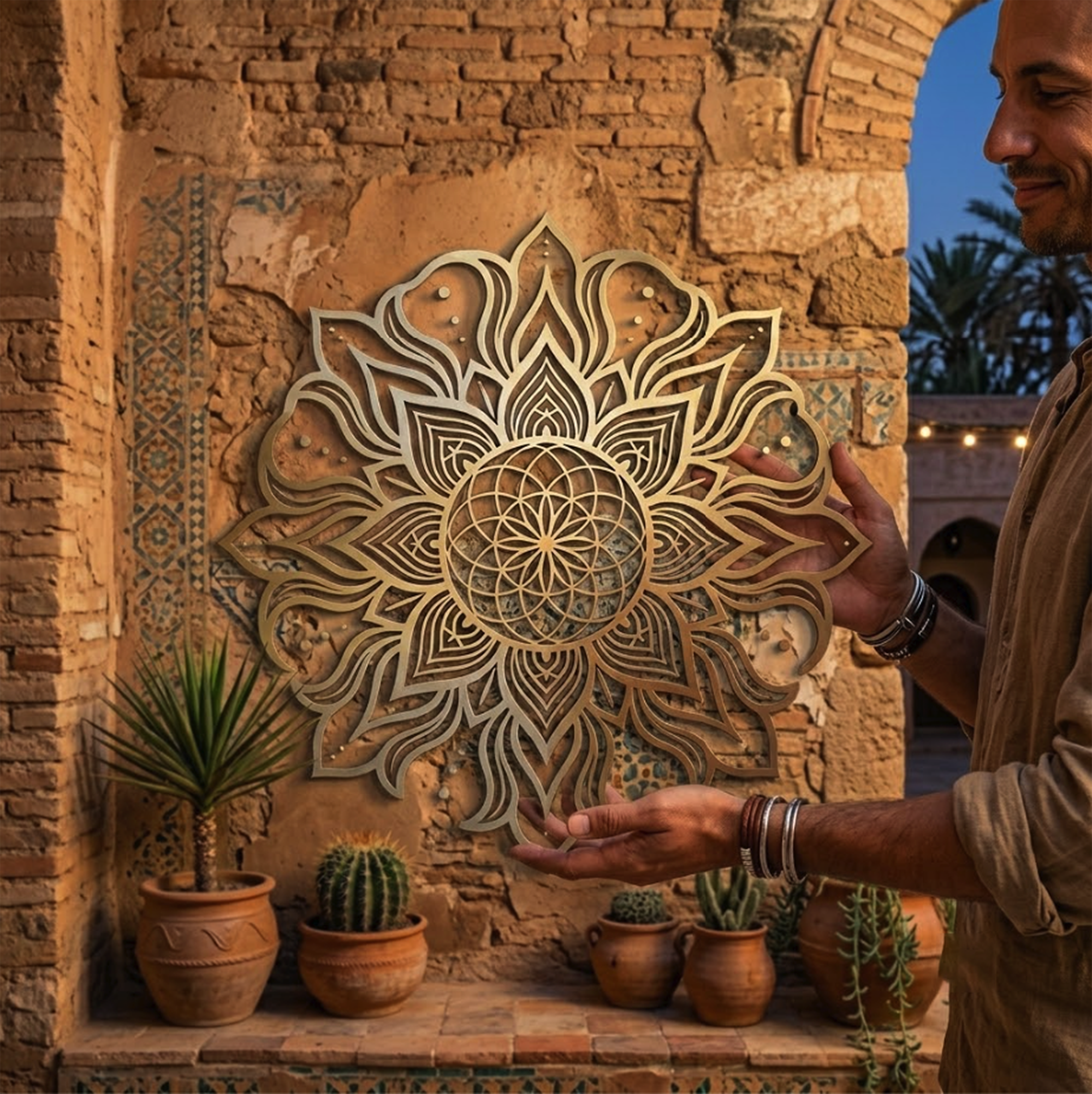 Sacred Geometry Mandala Metal Wall Art - product view 2