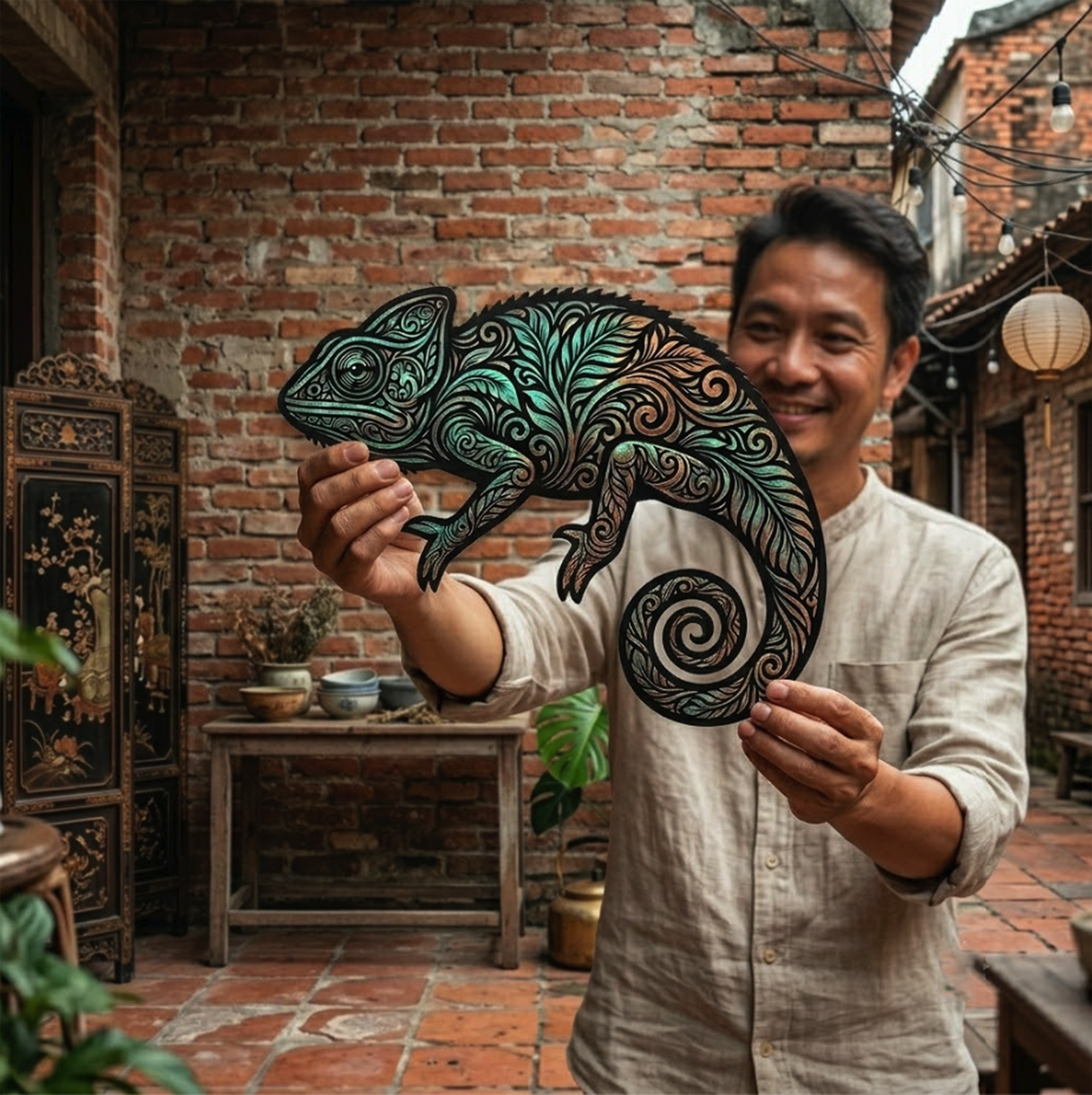 Chameleon Metal Wall Art - product view 3