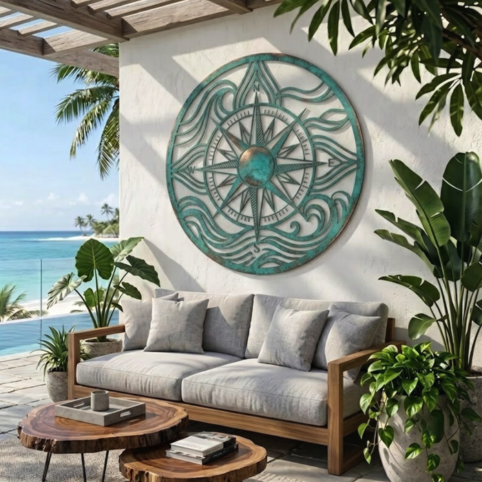 Anchor Compass Metal Wall Art