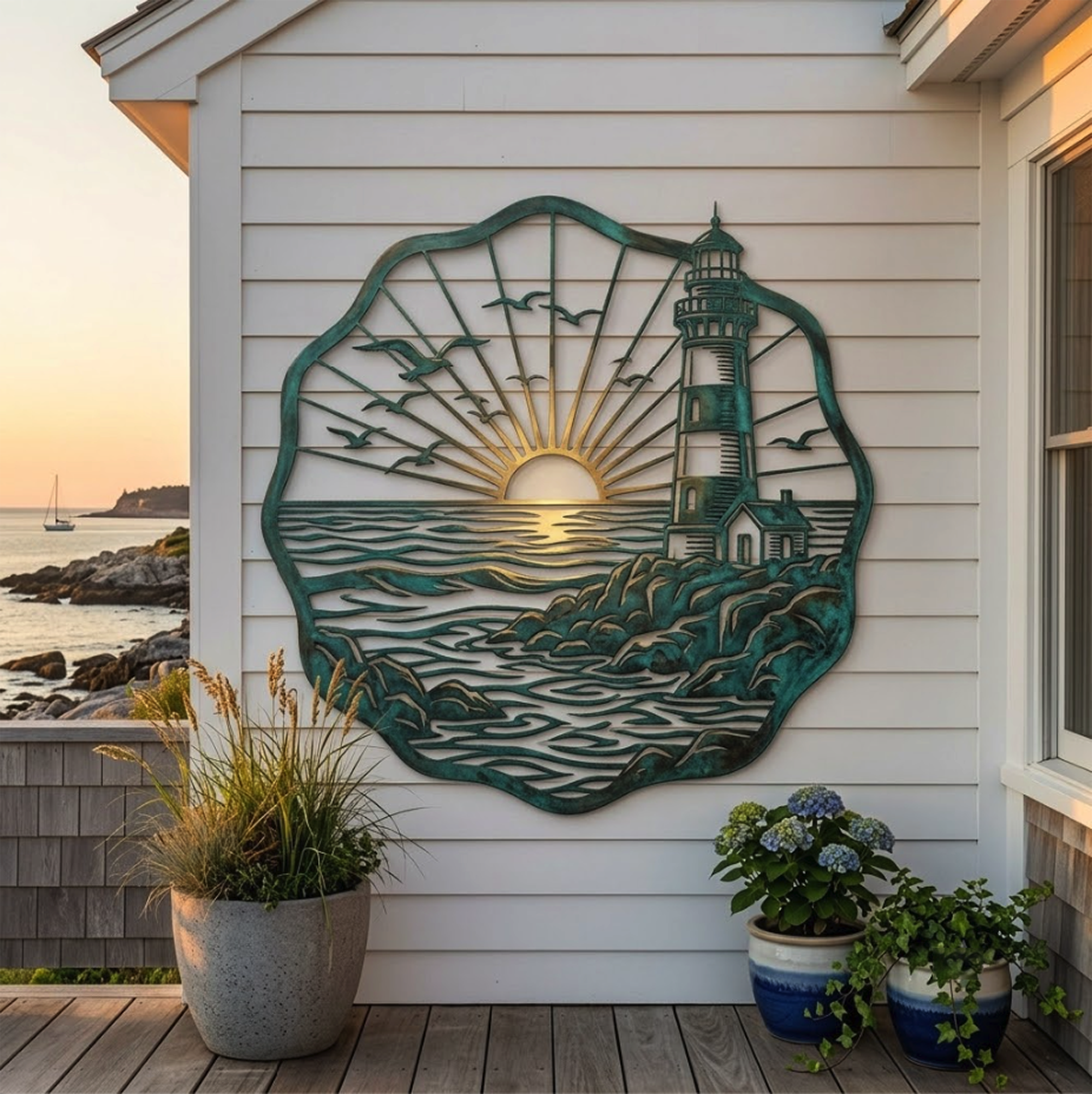 Coastal Sunset Metal Wall Art - product view 2
