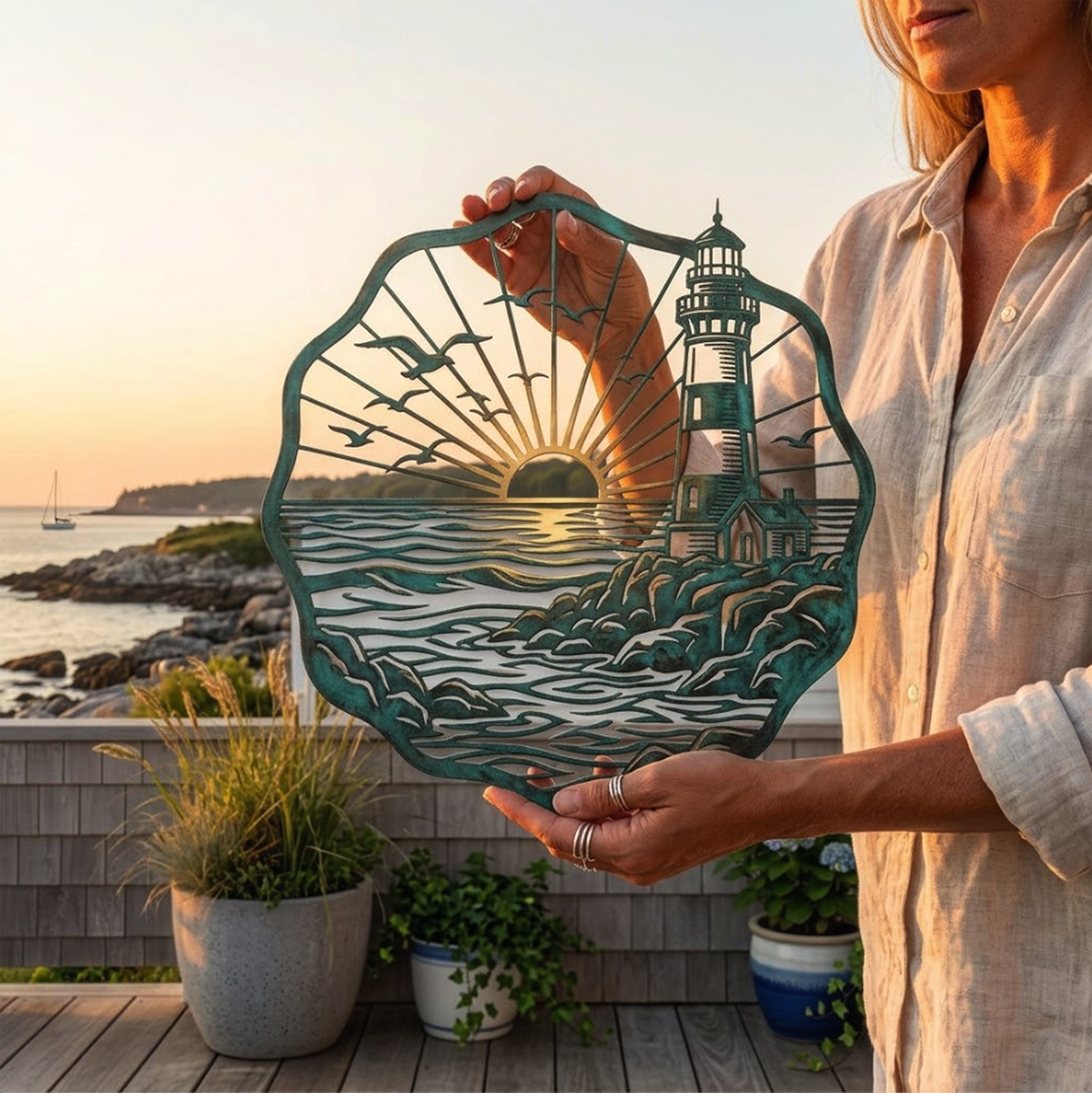 Coastal Sunset Metal Wall Art - product view 3