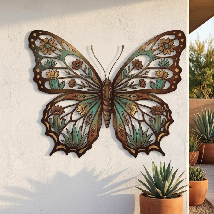 Desert Butterfly Metal Wall Art