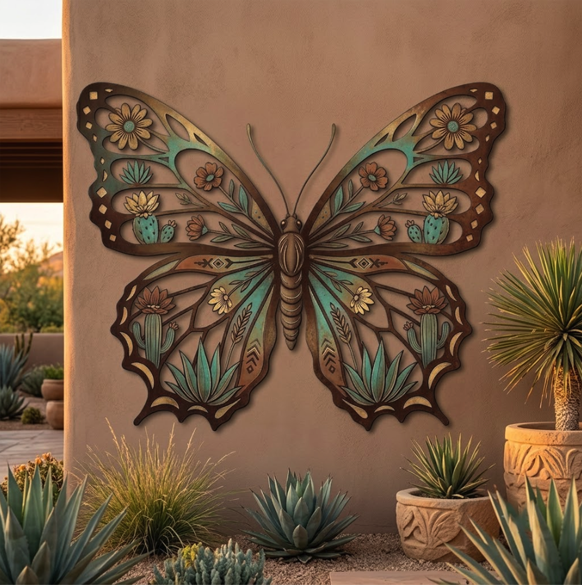 Desert Butterfly Metal Wall Art - product view 2
