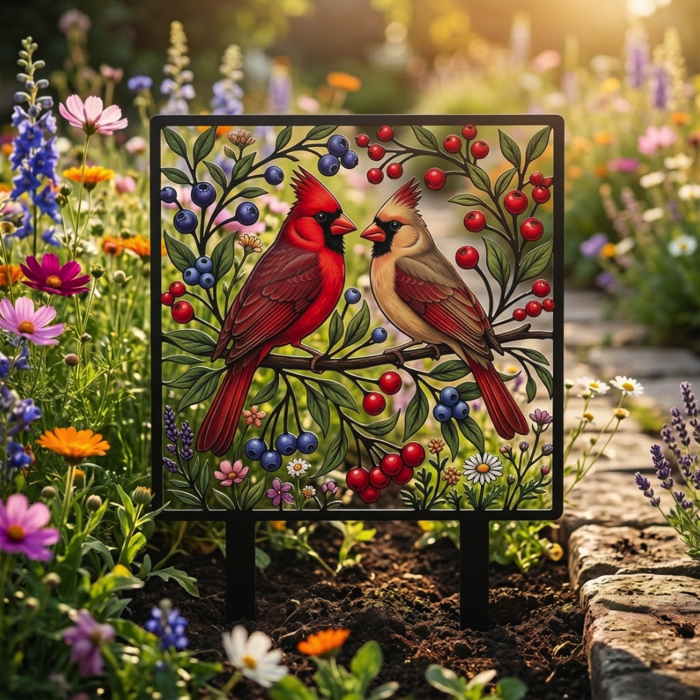Cardinal Bird Garden Stake
