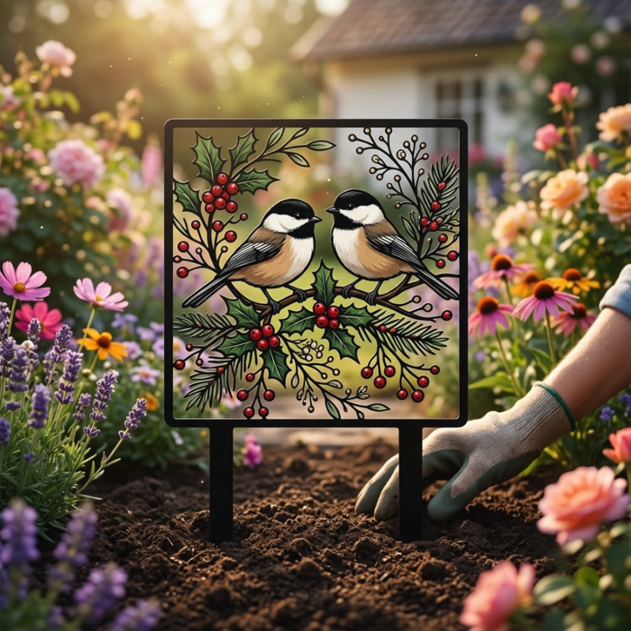 Chickadee Garden Stake