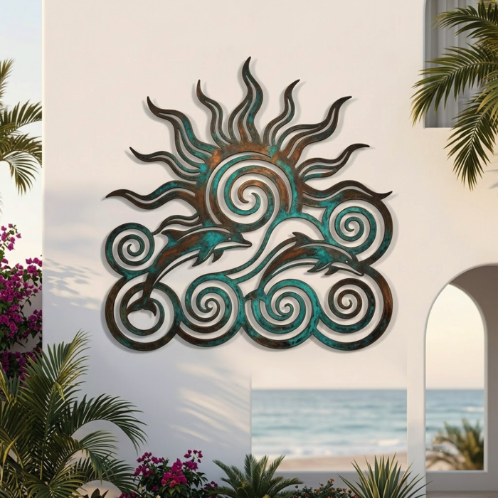 Dolphin Sun Metal Wall Art