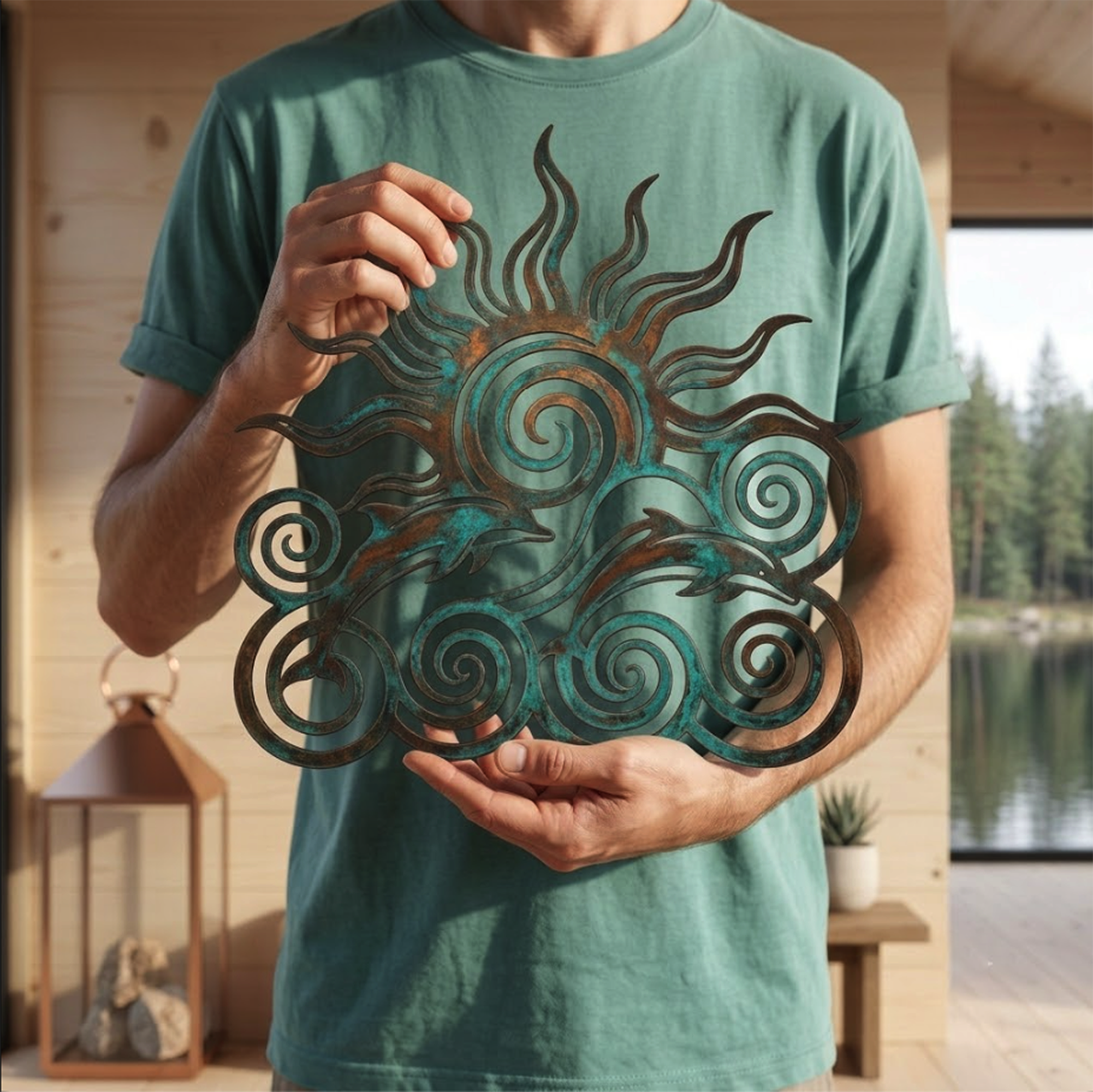 Dolphin Sun Metal Wall Art - product view 3