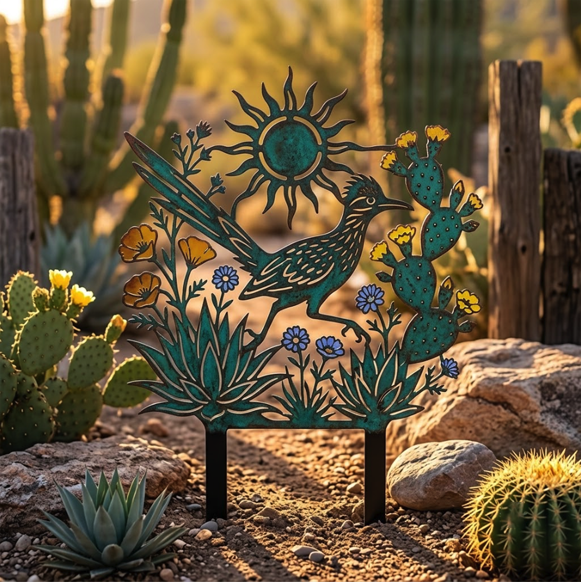 Southwestern Roadrunner Garden Stake