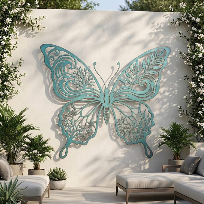 Coastal Butterfly Metal Wall Art