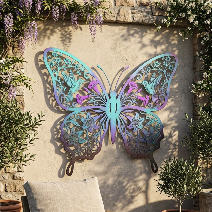 Hummingbird Butterfly Metal Wall Art