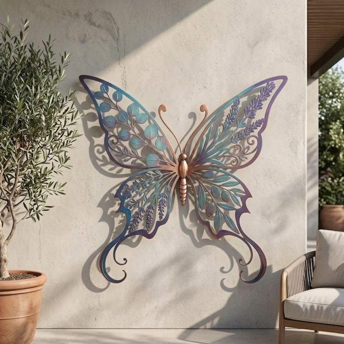 Botanical Butterfly Metal Wall Art