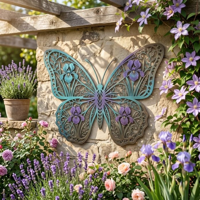 Floral Butterfly Metal Wall Art