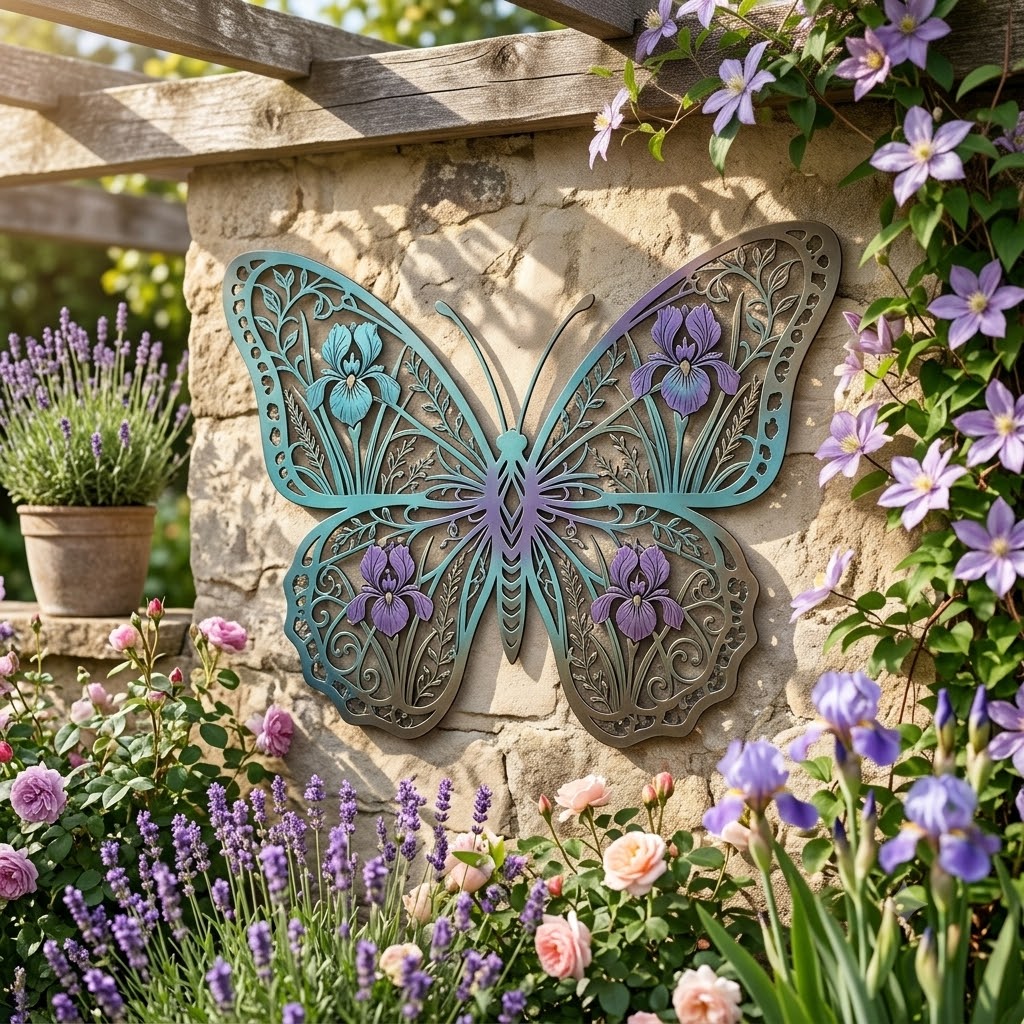 Floral Butterfly Metal Wall Art