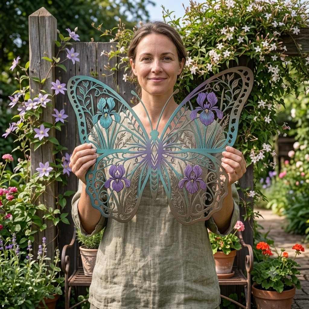Floral Butterfly Metal Wall Art - product view 2
