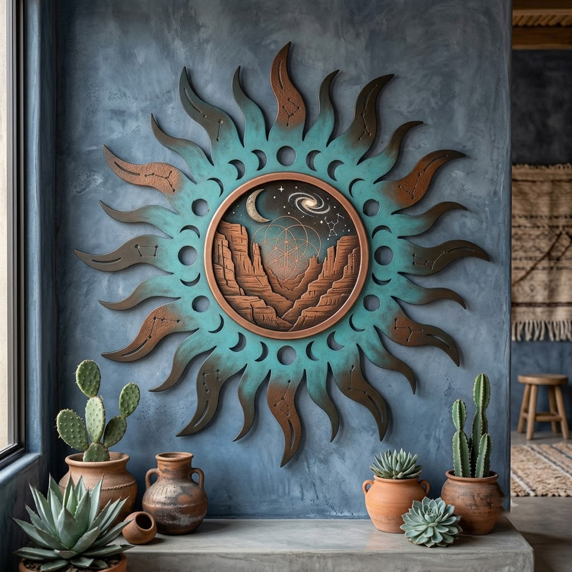 Southwestern Sun Moon Metal Wall Art - product view 2