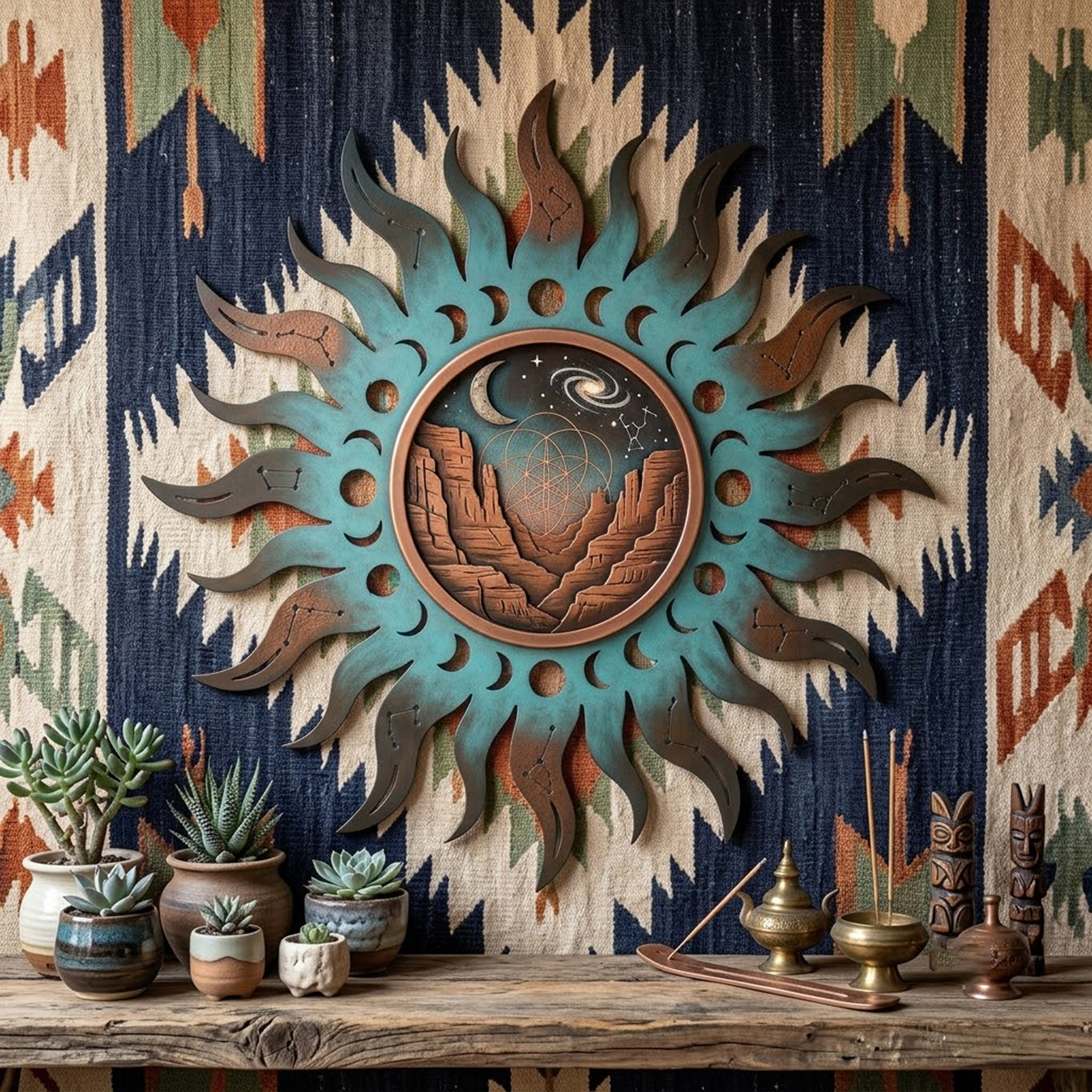 Southwestern Sun Moon Metal Wall Art - product view 3