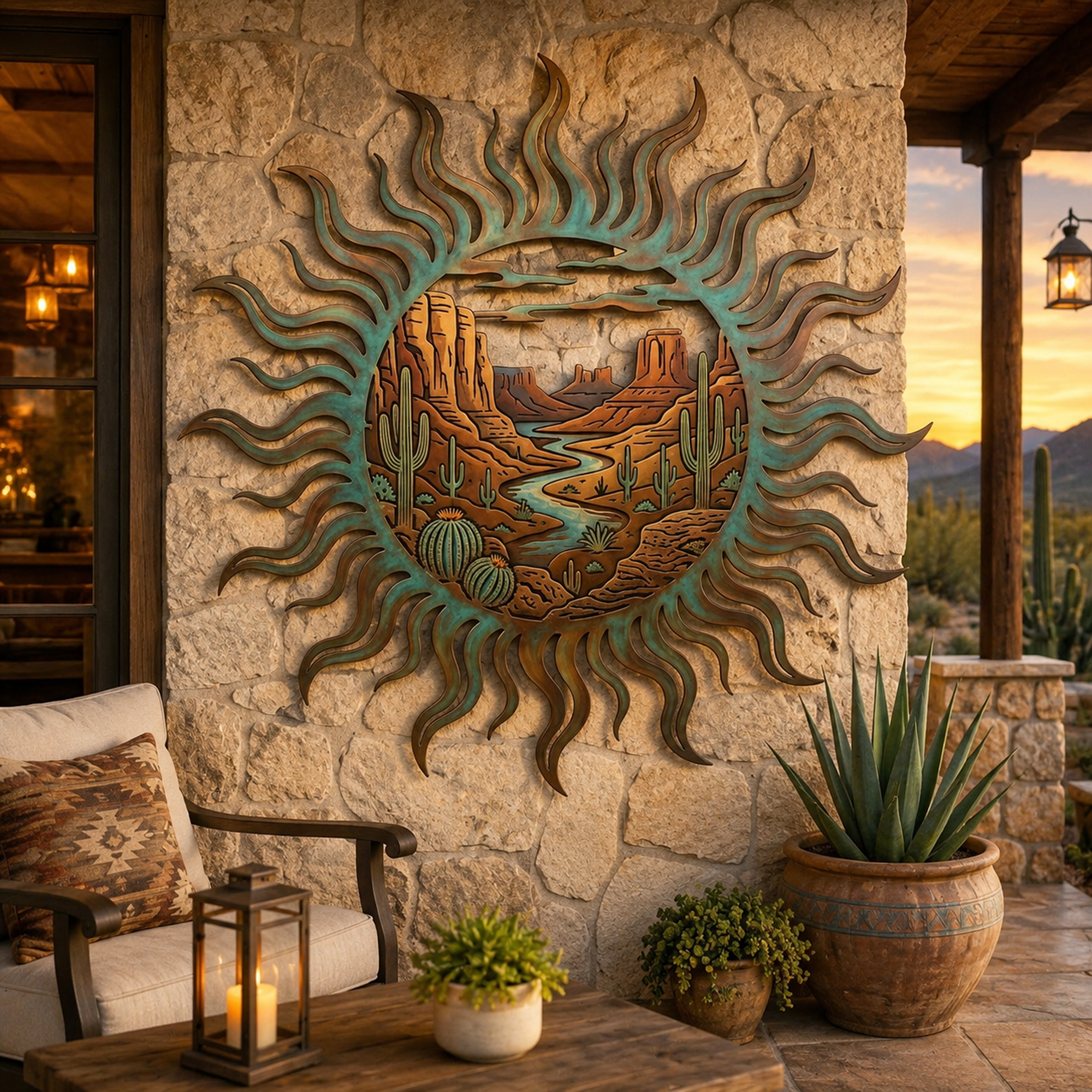 Southwestern Desert Sun Metal Wall Art - product view 2