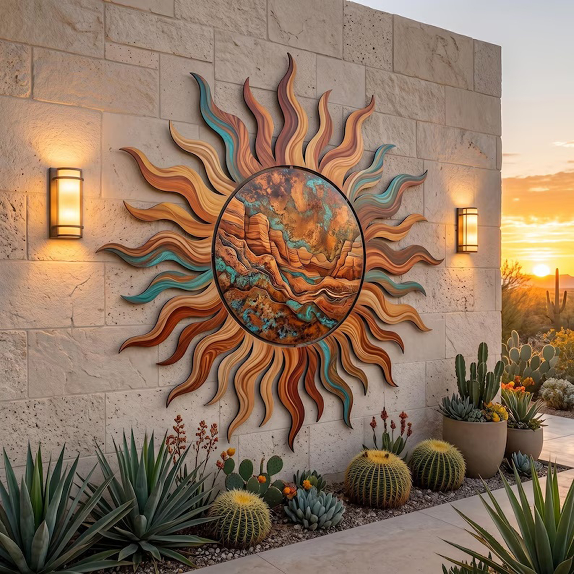 Southwestern Sun Metal Wall Art - product view 2