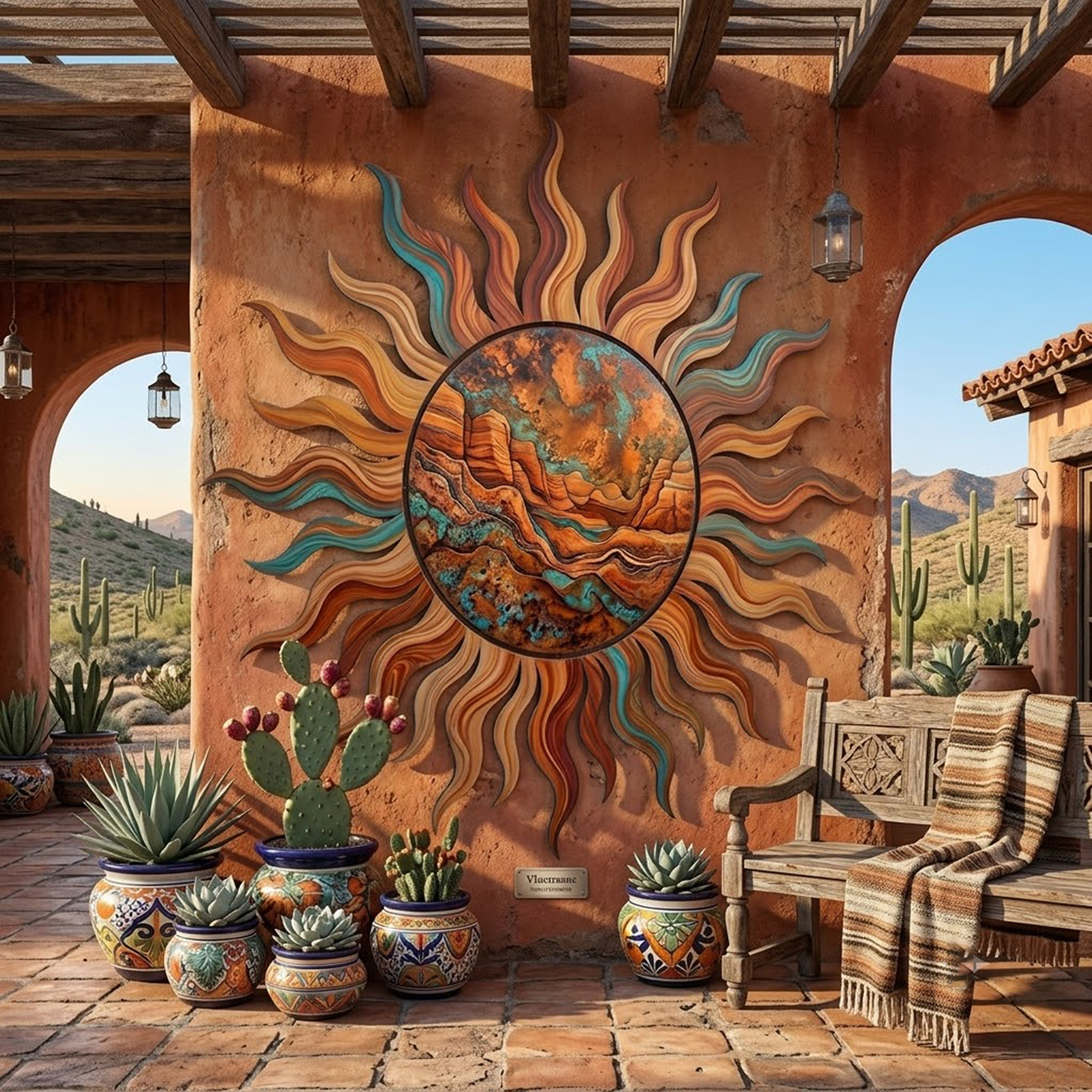 Southwestern Sun Metal Wall Art - product view 3
