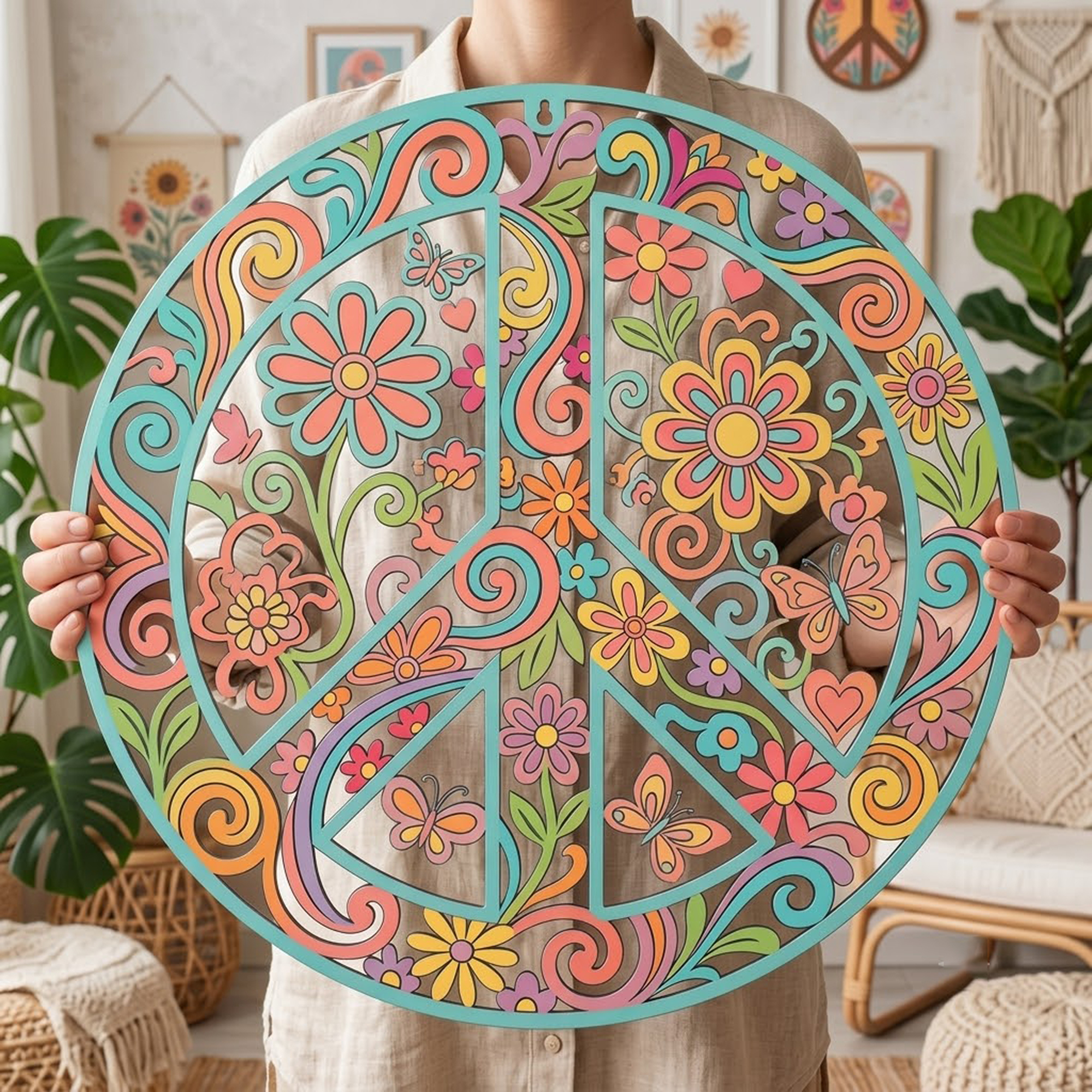 Peace Sign Metal Wall Art