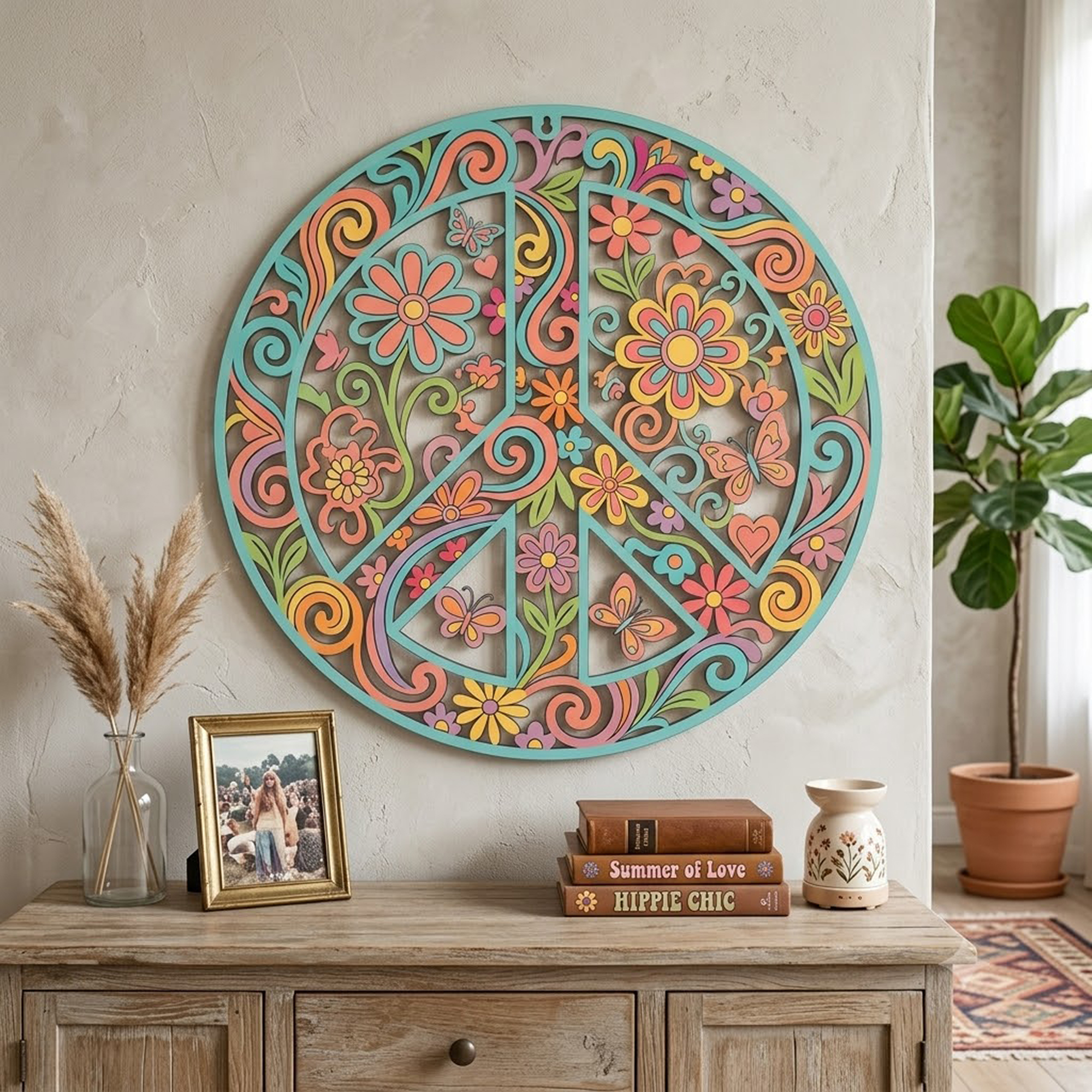 Peace Sign Metal Wall Art - product view 2