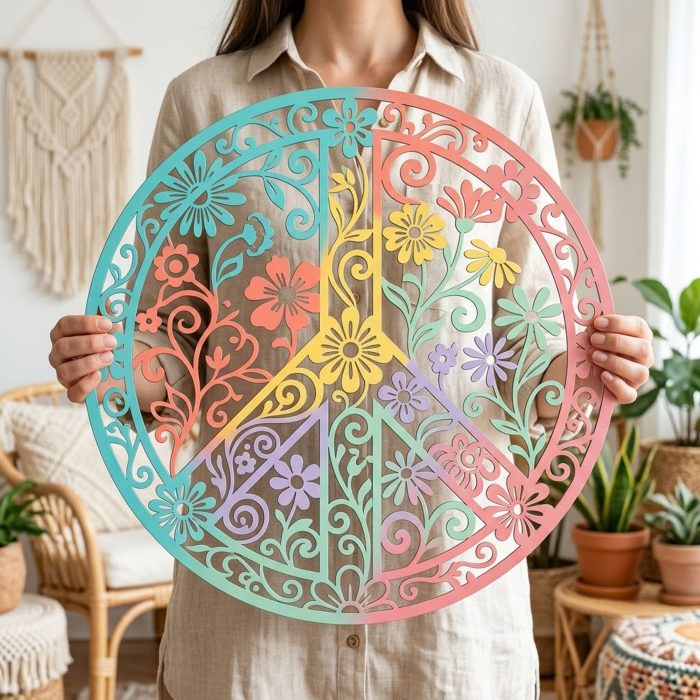 Pastel Peace Sign Metal Wall Art