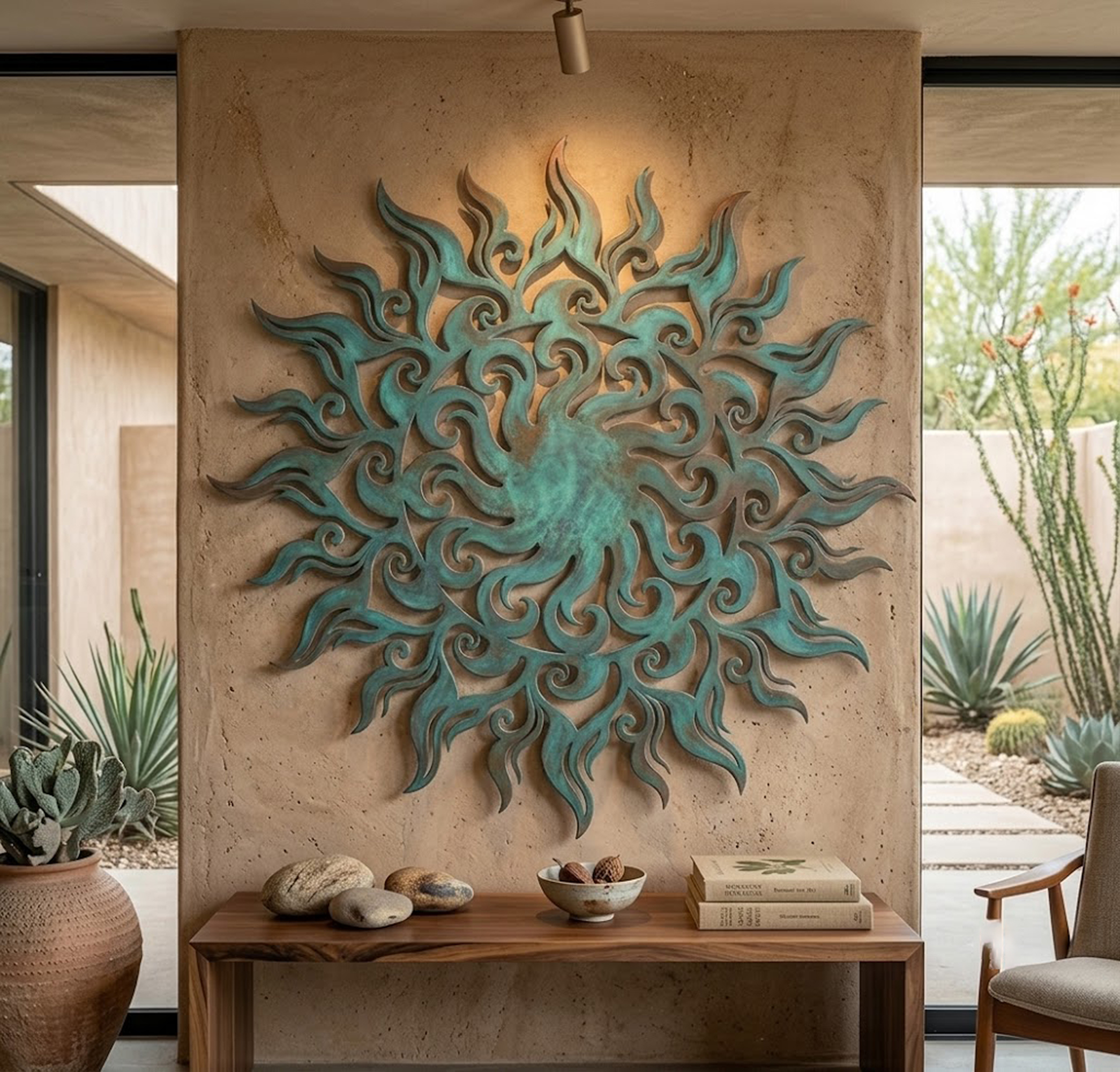 Abstract Spiral Sun Metal Wall Art