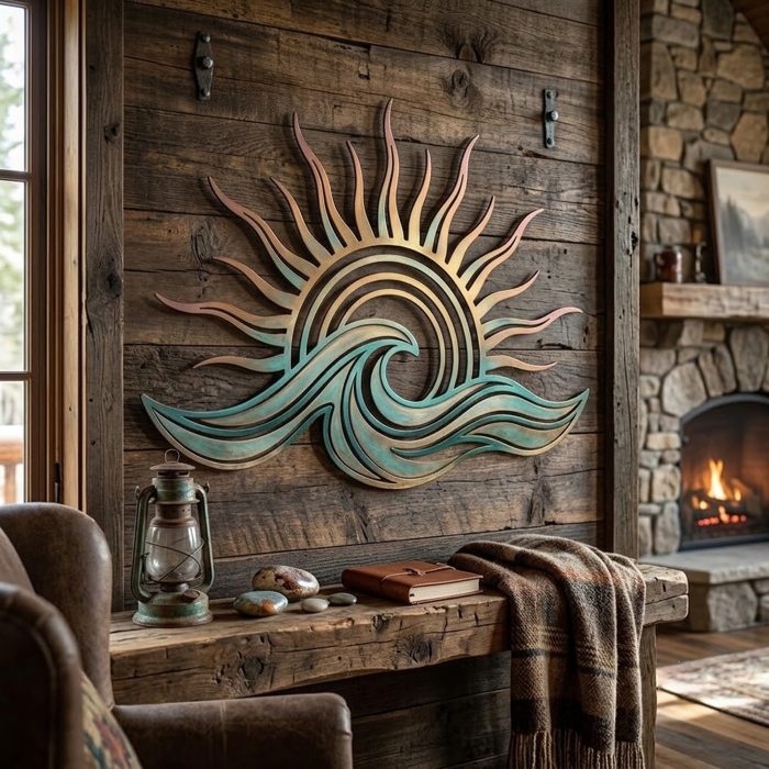Coastal Sun Wave Metal Wall Art