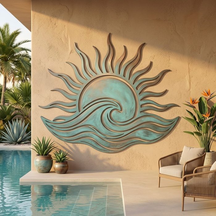 Coastal Sun Wave Metal Wall Art