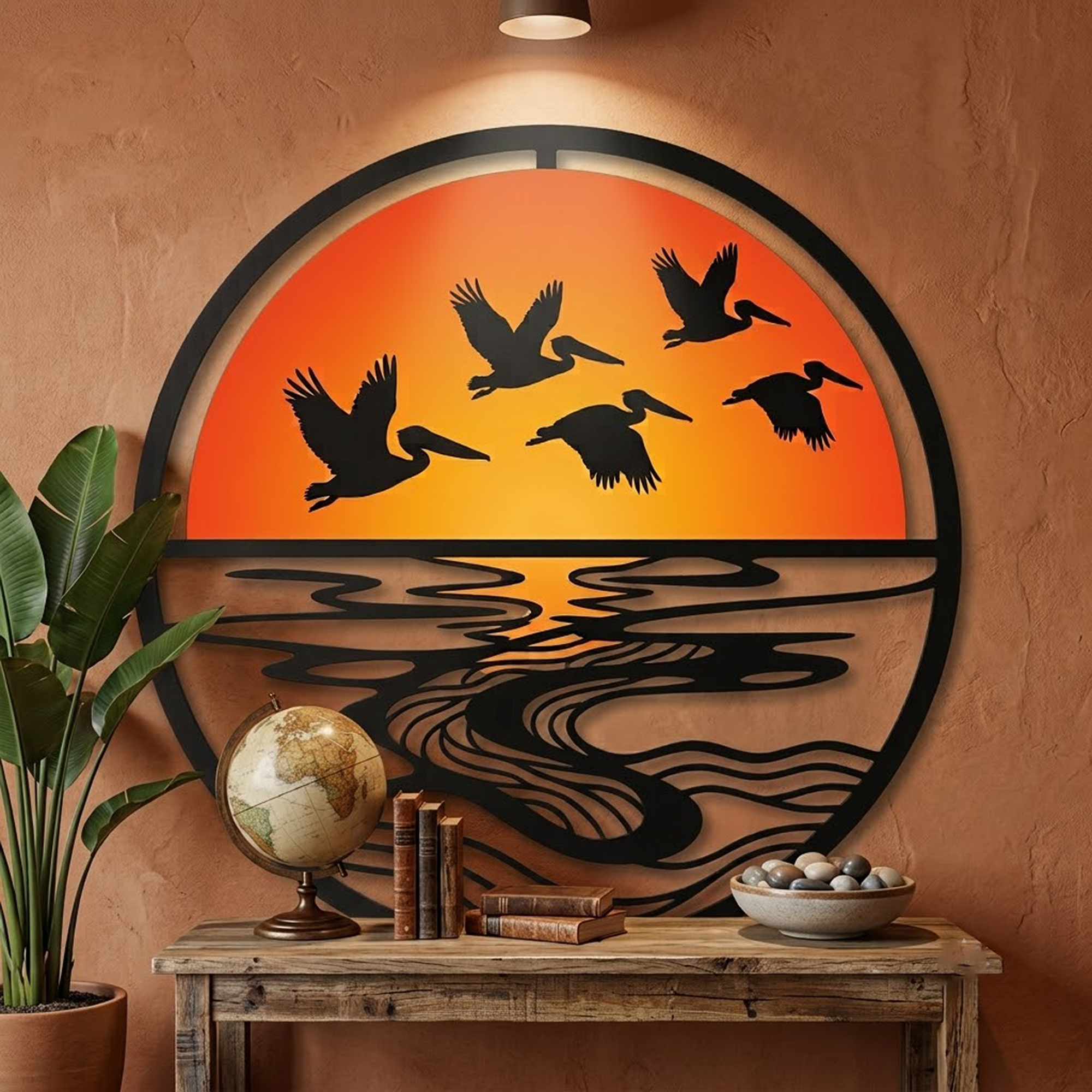 Pelican Sunset Metal Wall Art - product view 2