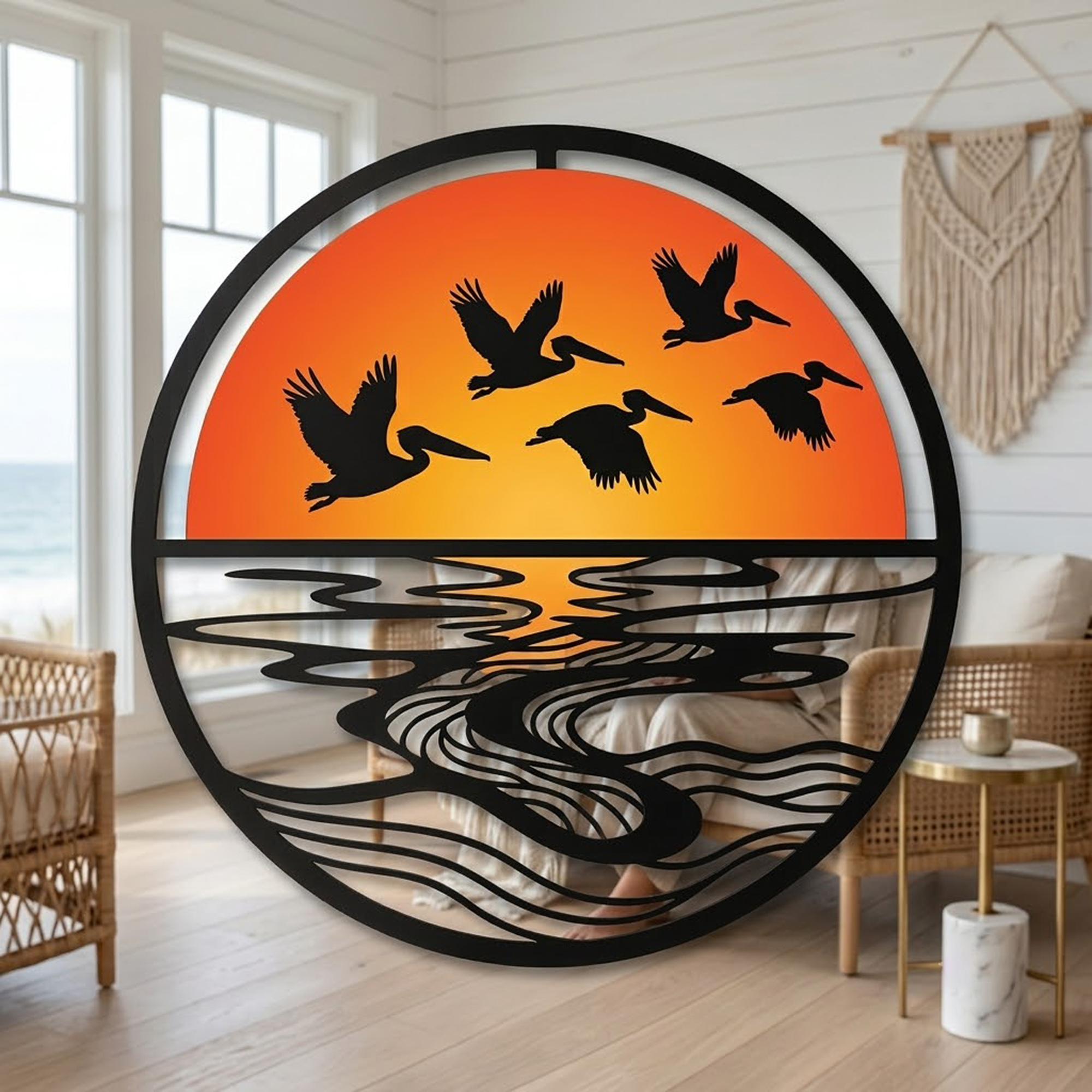 Pelican Sunset Metal Wall Art - product view 3