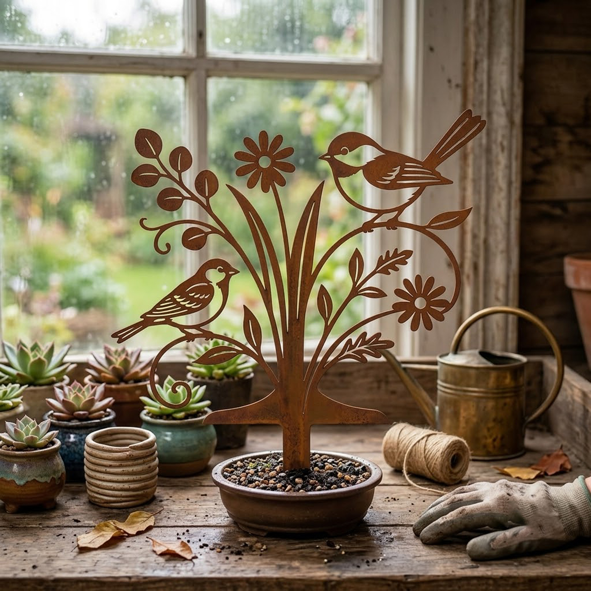 Rustic Bird Garden Stake - product view 3