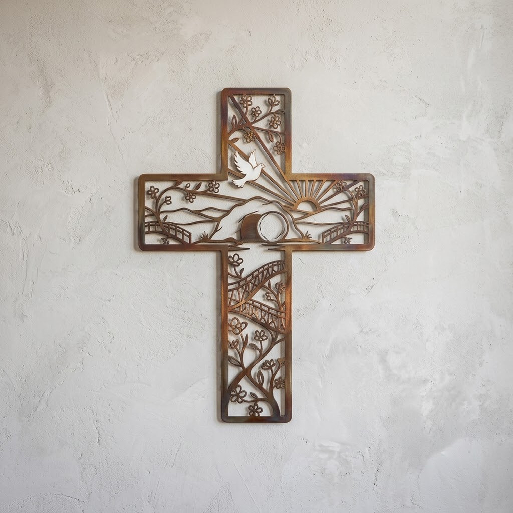 Empty Tomb Cross Metal Wall Art - product view 2