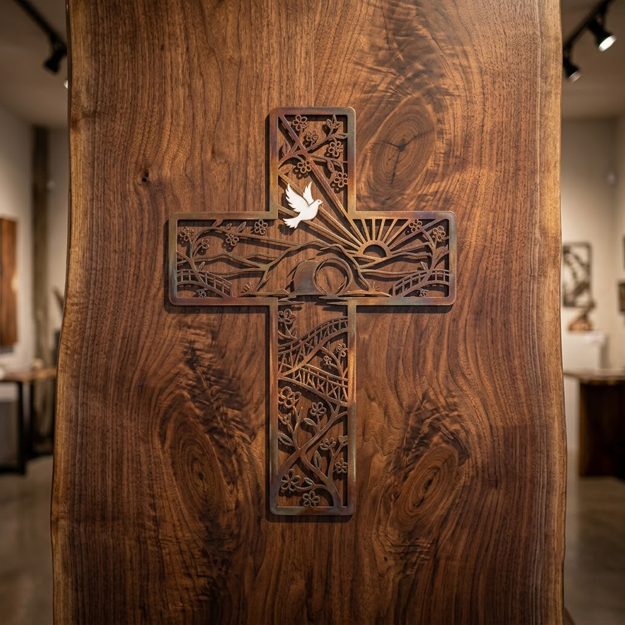 Empty Tomb Cross Metal Wall Art - product view 3