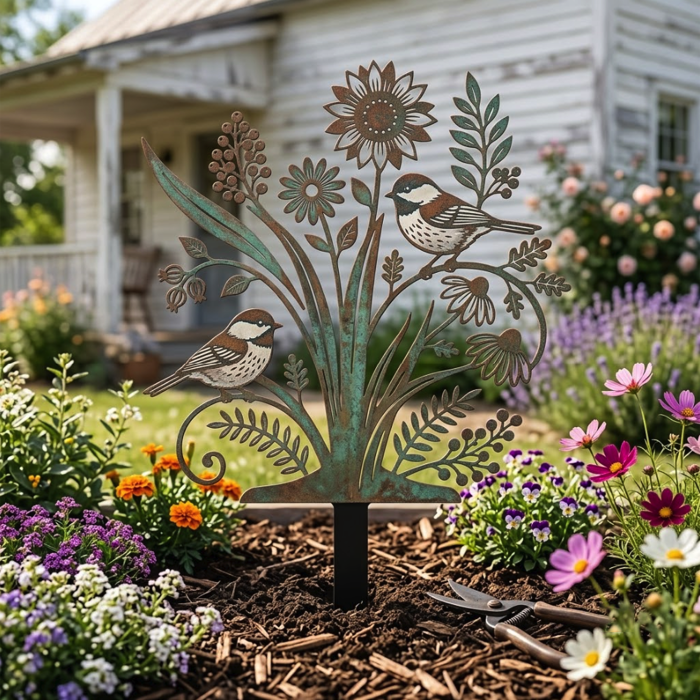 Chickadee Garden Stake