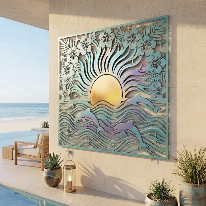 Coastal Dolphin Metal Wall Art