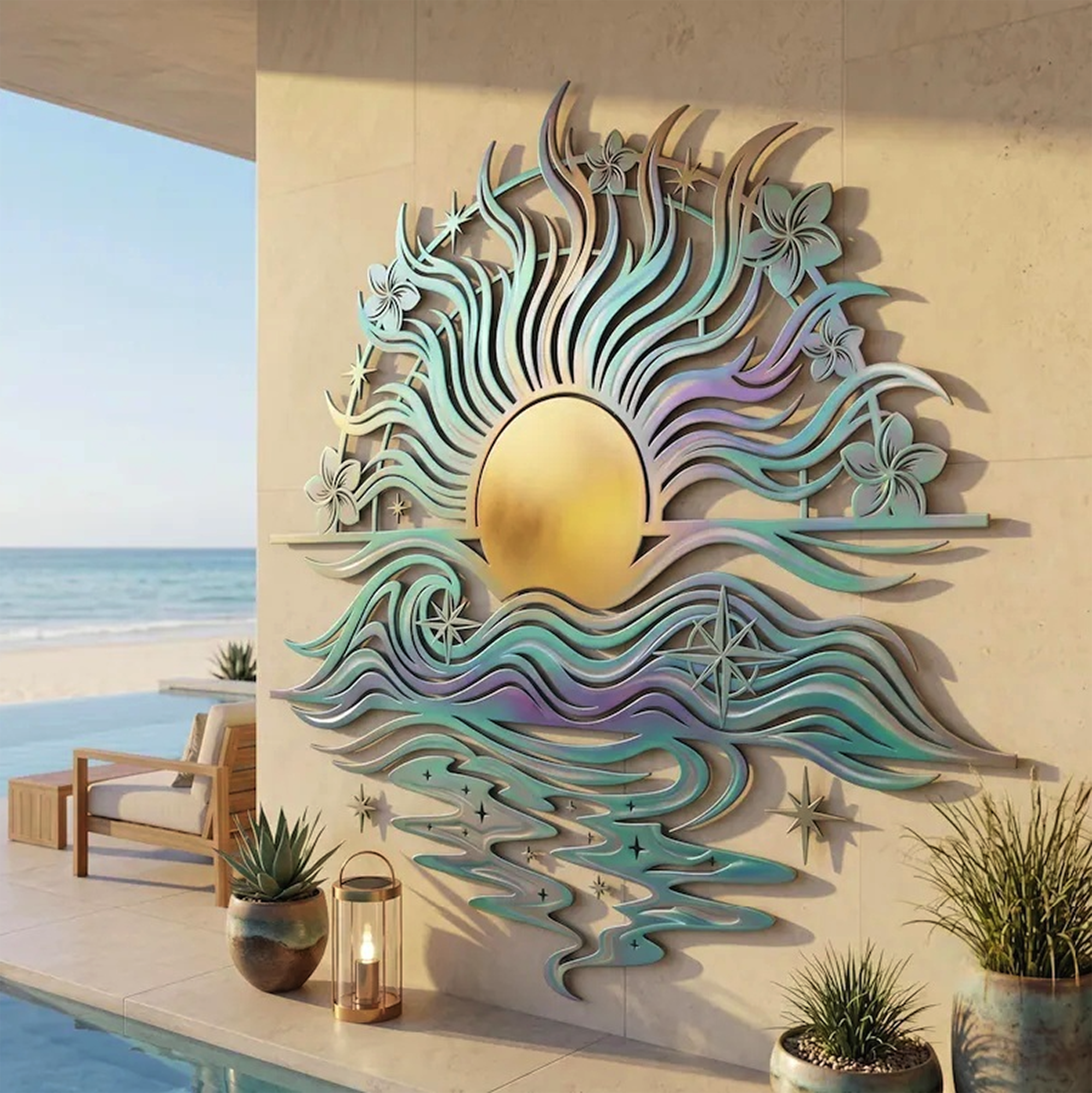 Coastal Sunset Metal Wall Art - product view 3