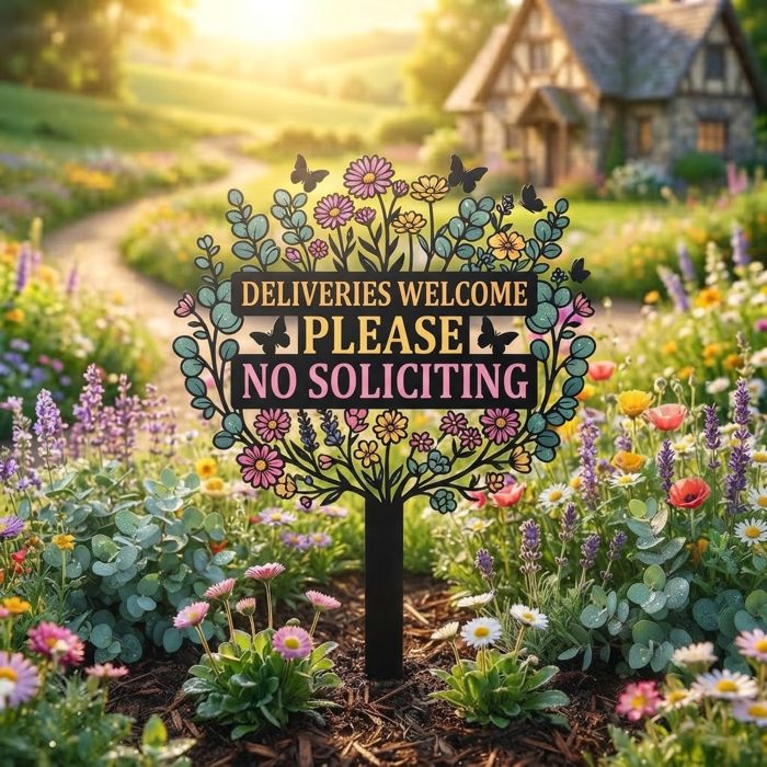 No Soliciting Garden Sign