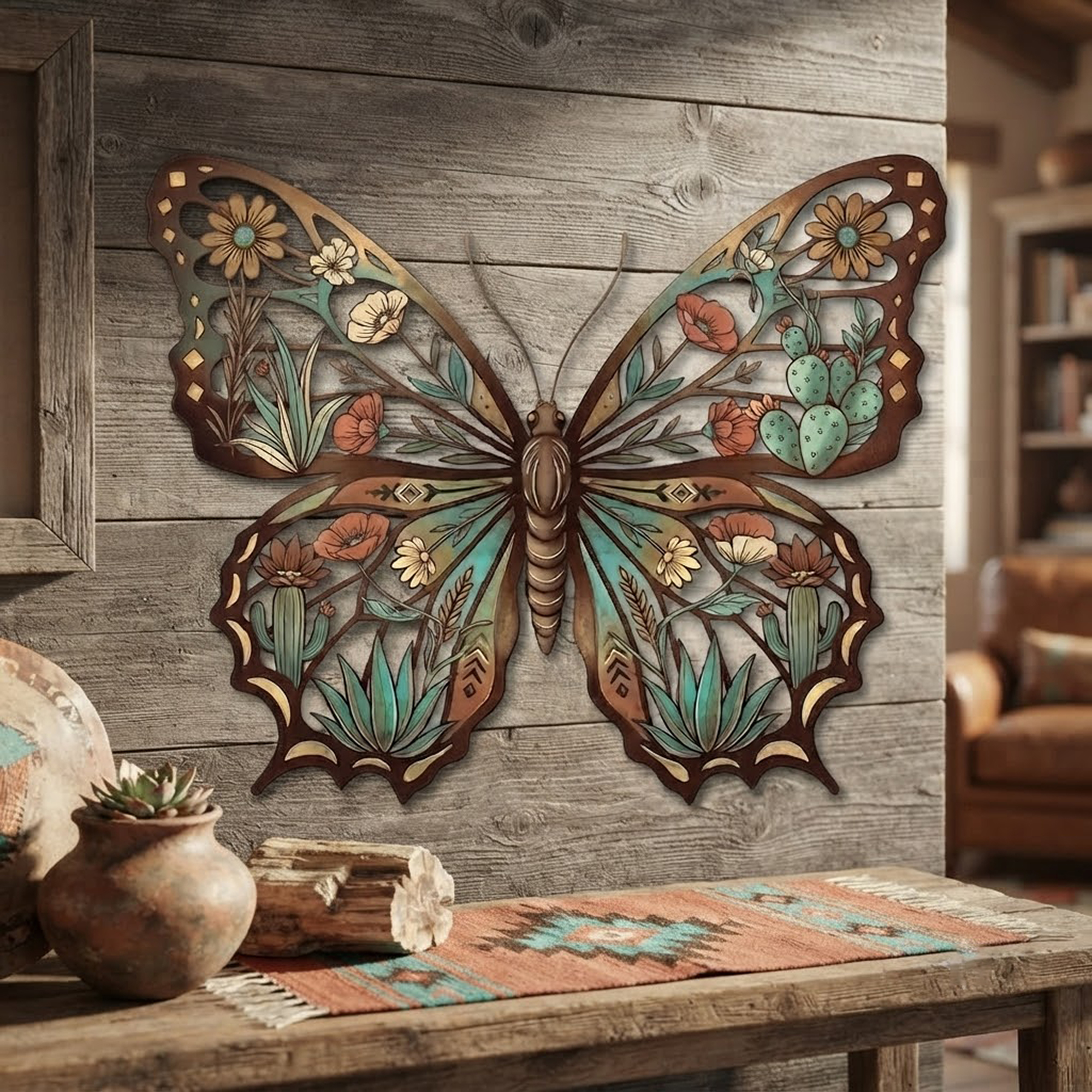 Southwestern Butterfly Metal Wall Art - product view 2