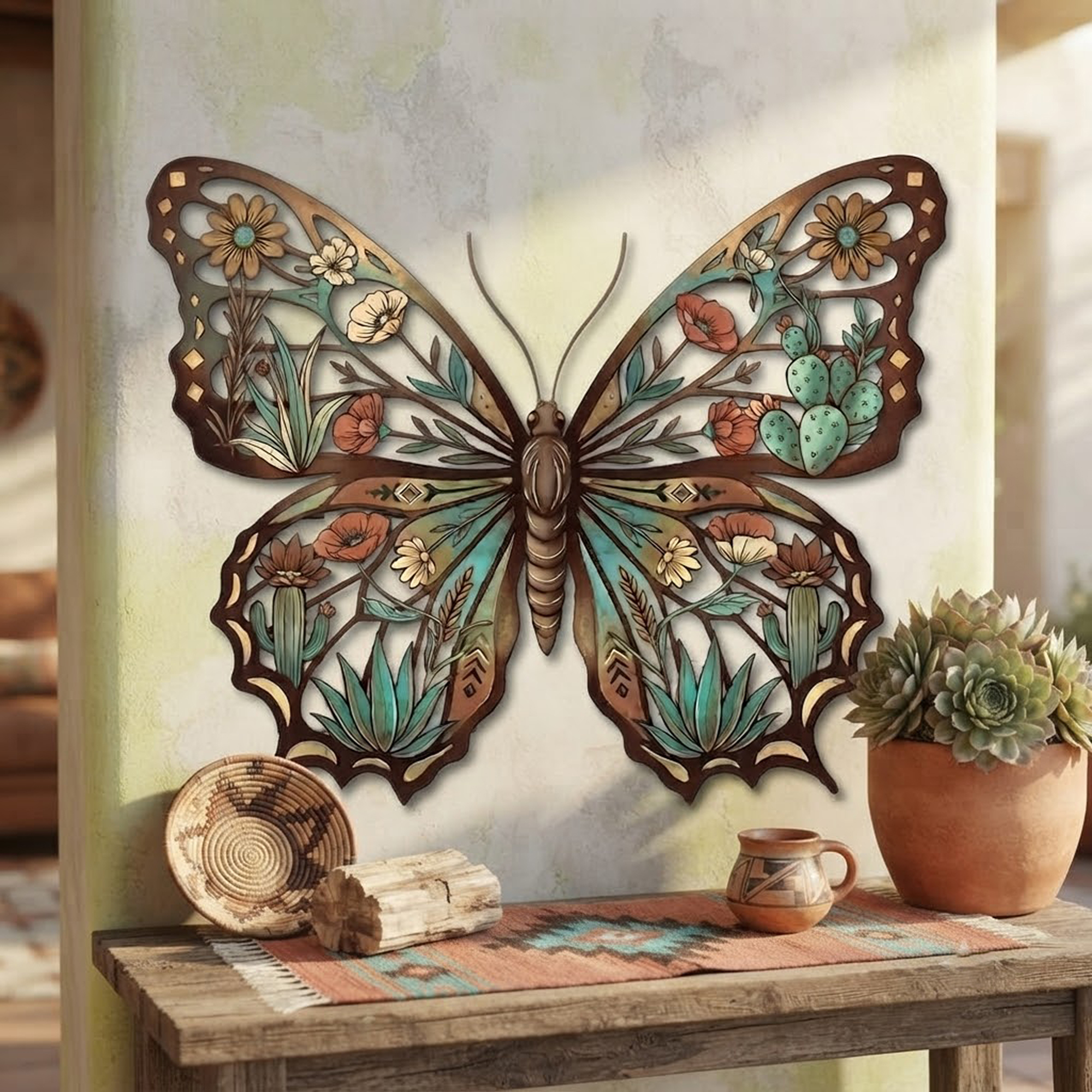 Southwestern Butterfly Metal Wall Art - product view 3