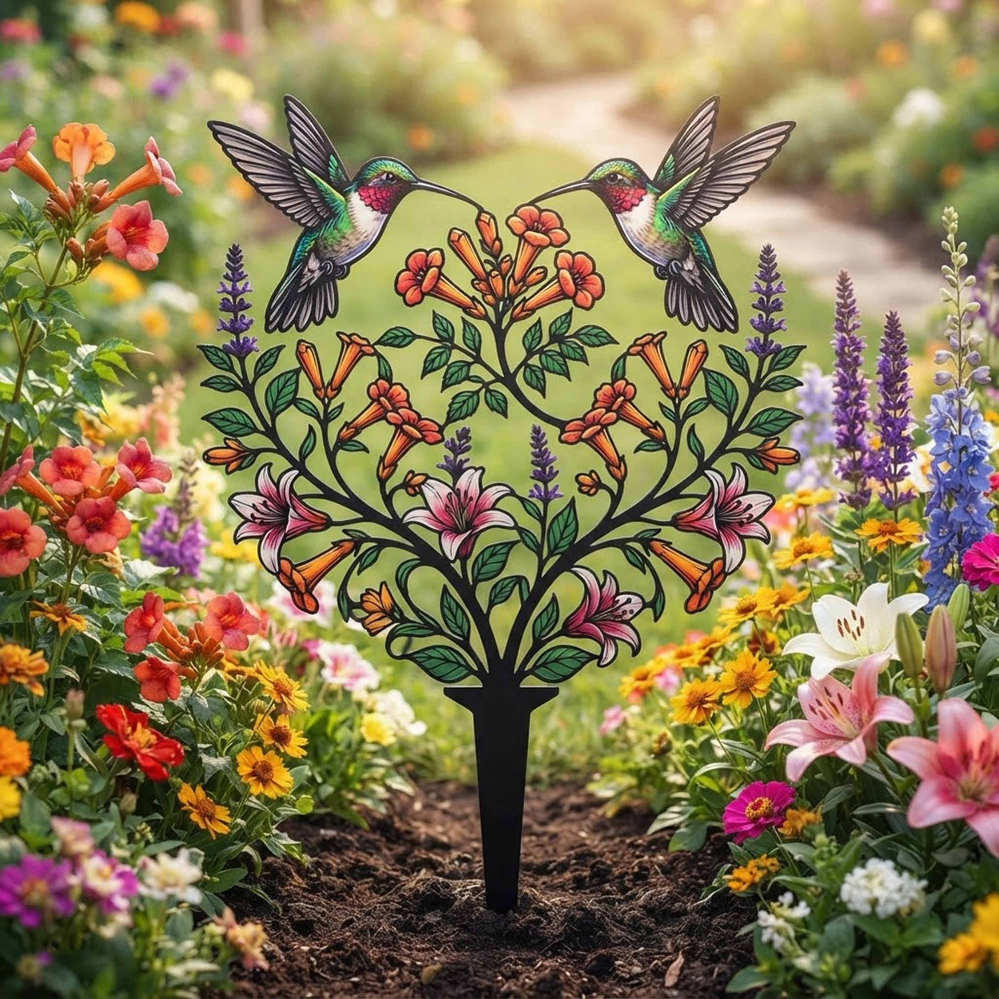Hummingbird Garden Stake