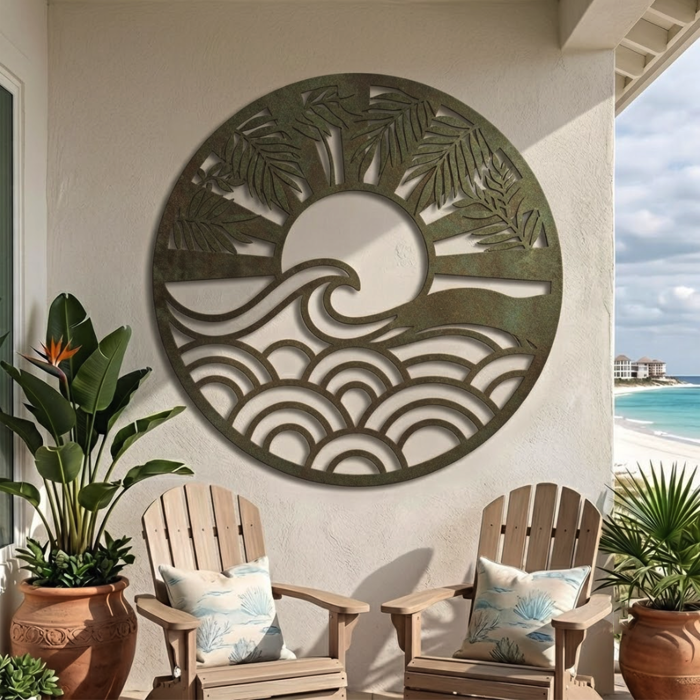 Tropical Coastal Metal Wall Art