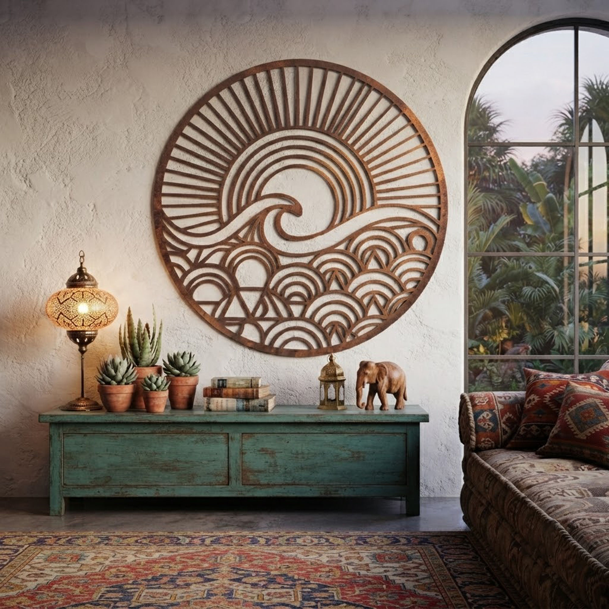 Modern Coastal Wave Metal Wall Art - product view 3