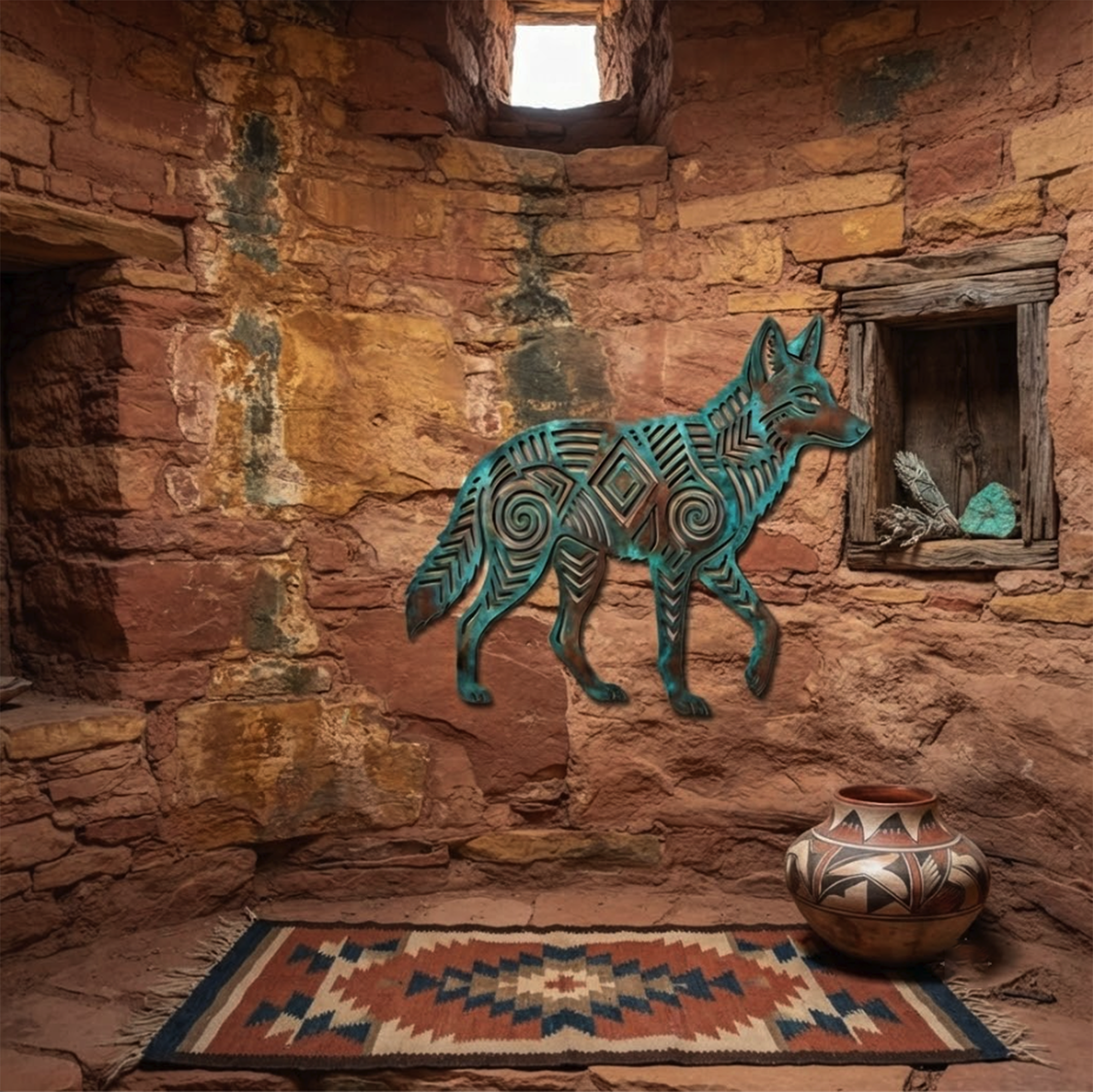 Southwestern Coyote Metal Wall Art - product view 2