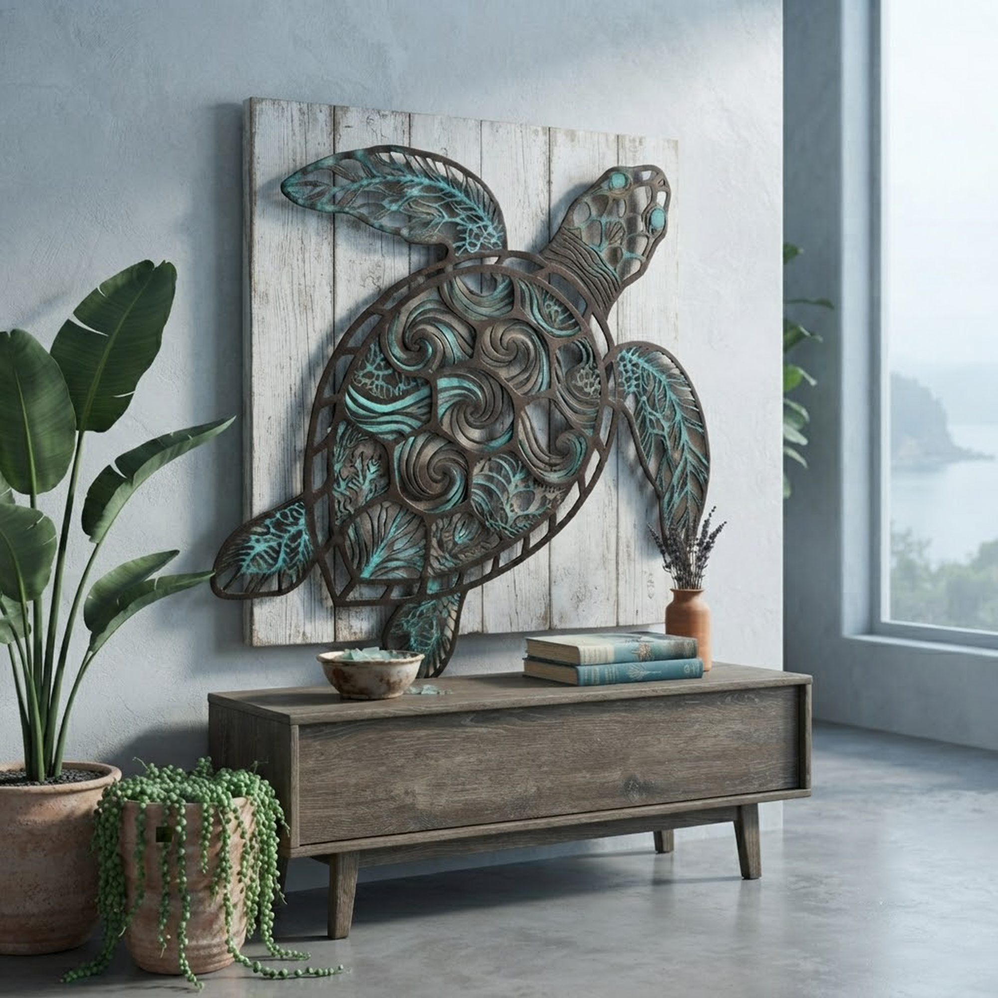 Sea Turtle Metal Wall Art - product view 3