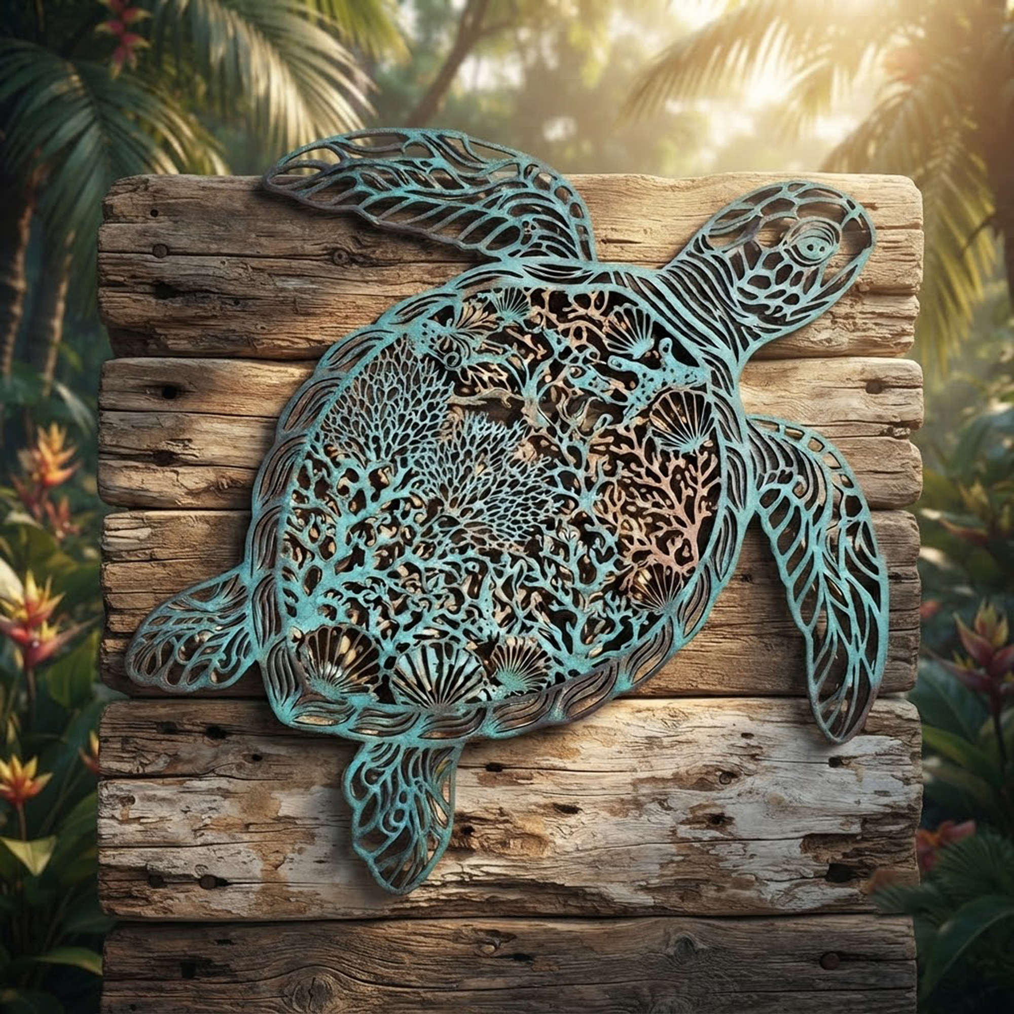 Sea Turtle Metal Wall Art - product view 2