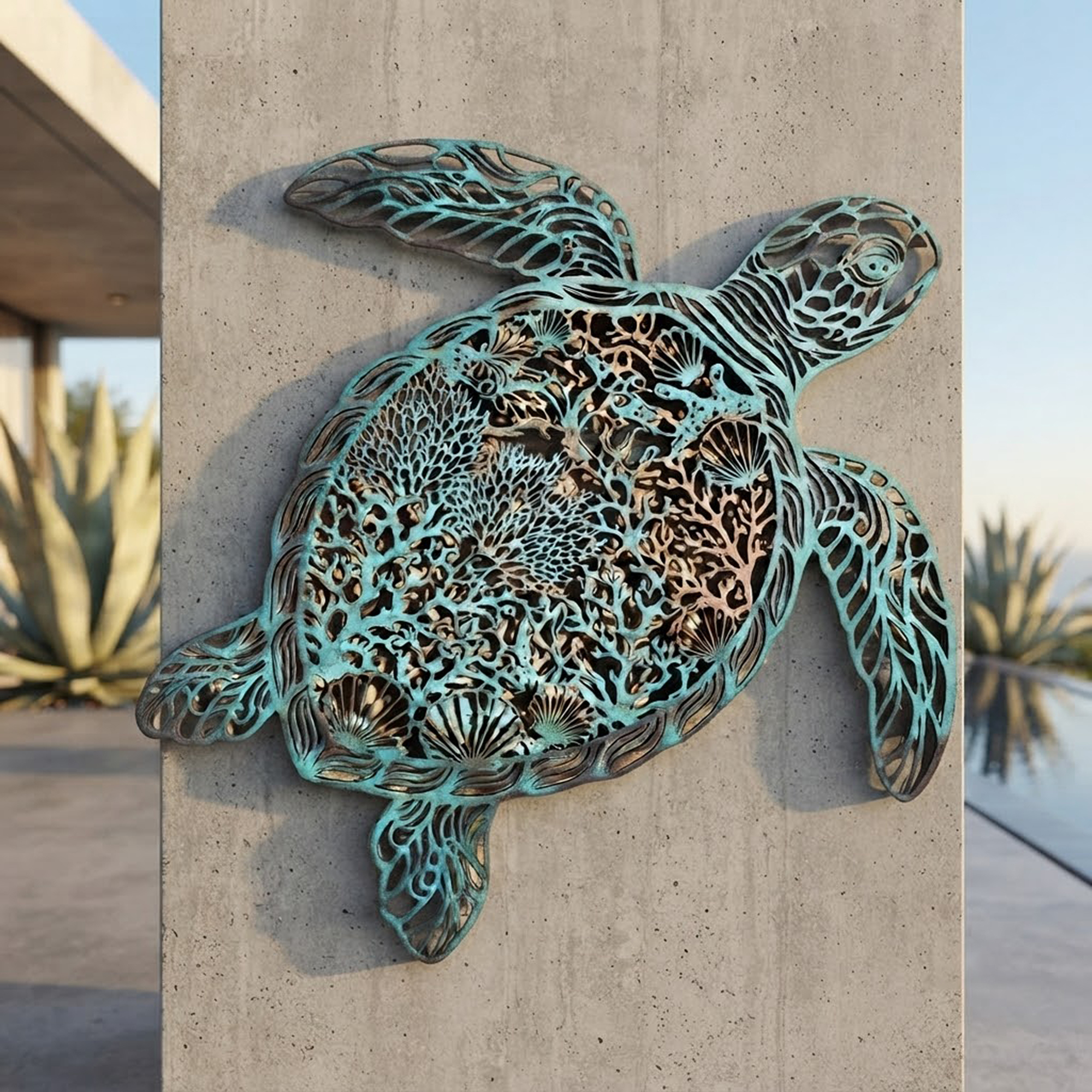 Sea Turtle Metal Wall Art - product view 3