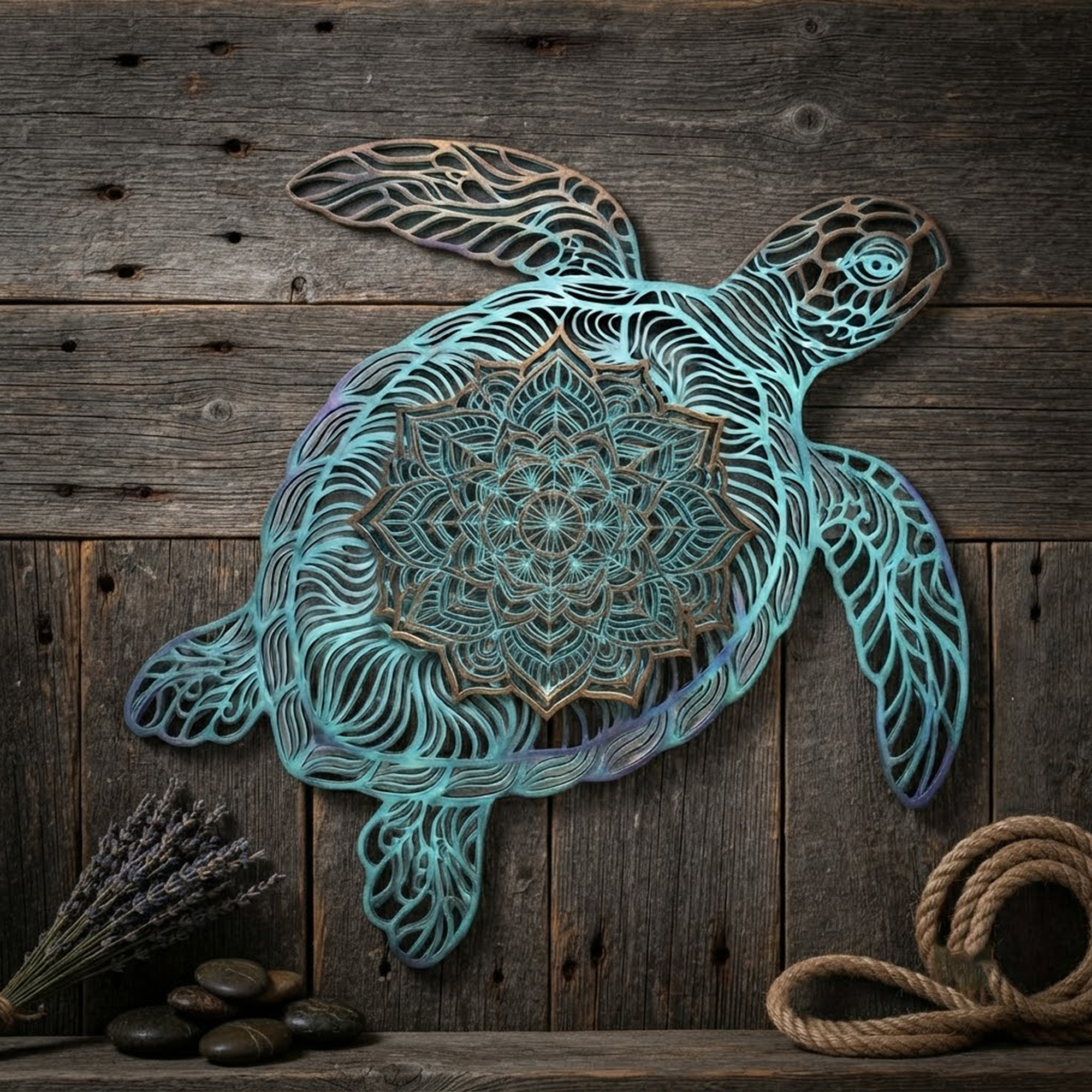 Sea Turtle Metal Wall Art - product view 2